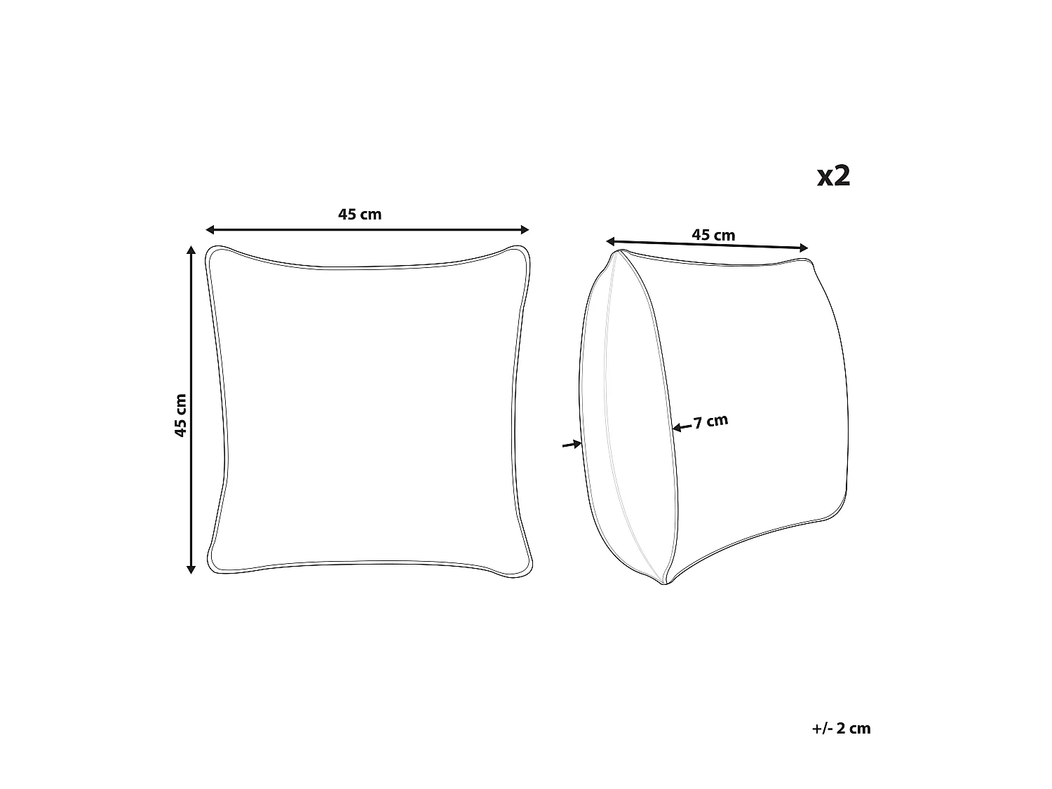 Dekokissen 2er Set beige / schwarz 45x45 cm Fransen orientalisch Boho AGRIMONY