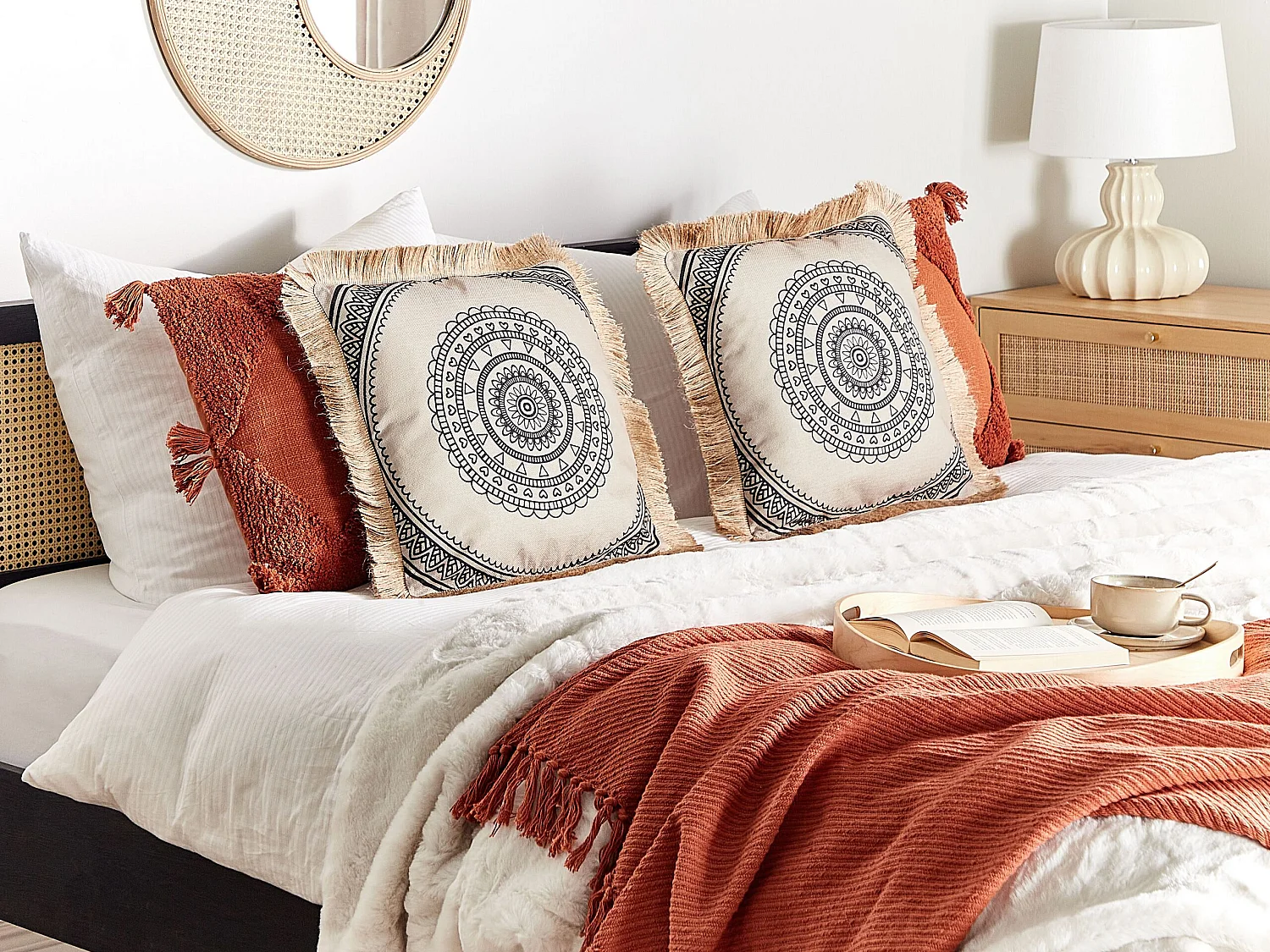 Lot de 2 coussins décoratifs AGRIMONY 45 x 45 cm Noir Motif oriental