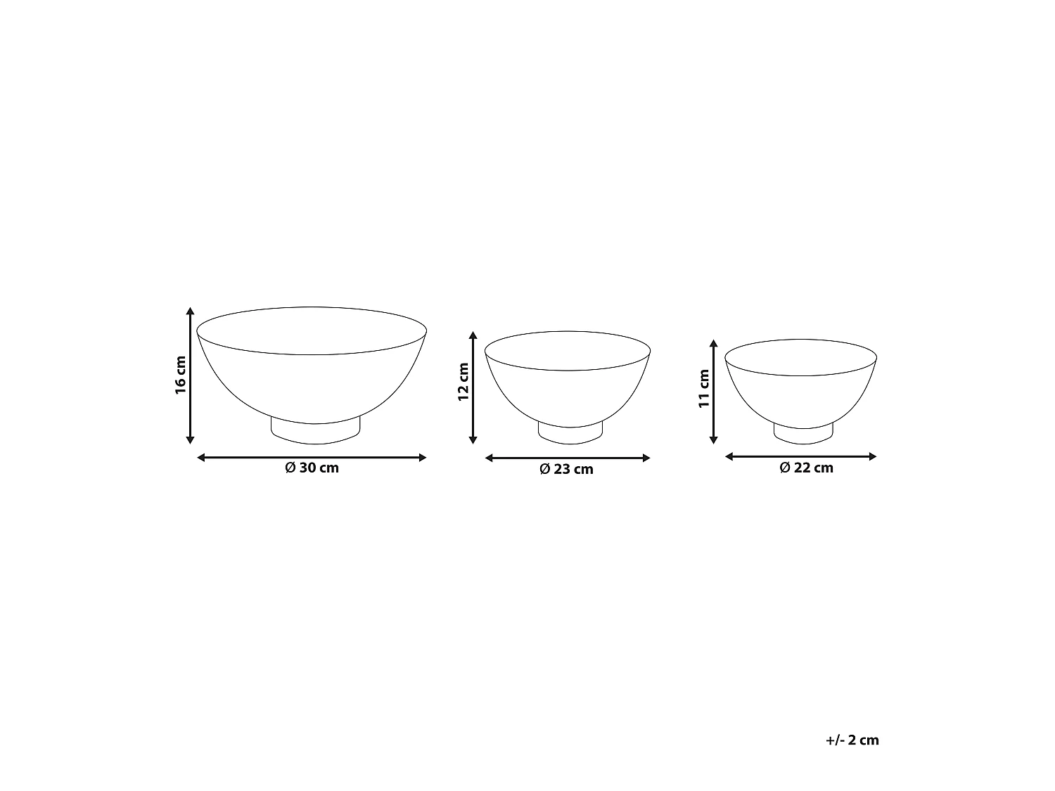 Set van 3 decoratieve schalen BARU Metaal Goud