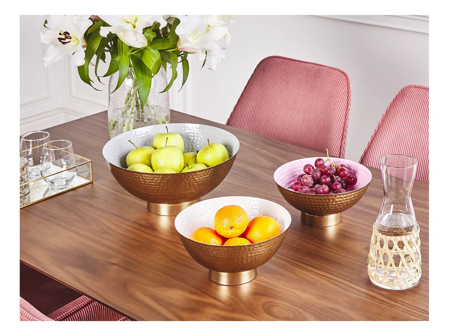 Lot de 3 bols décoratifs BARU Métal Doré