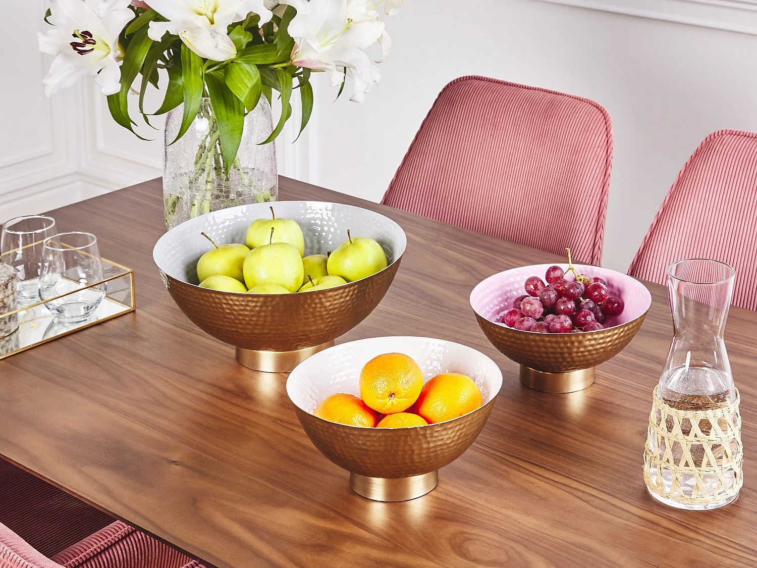 Set of 3 Decorative Bowls BARU Metal Dourado