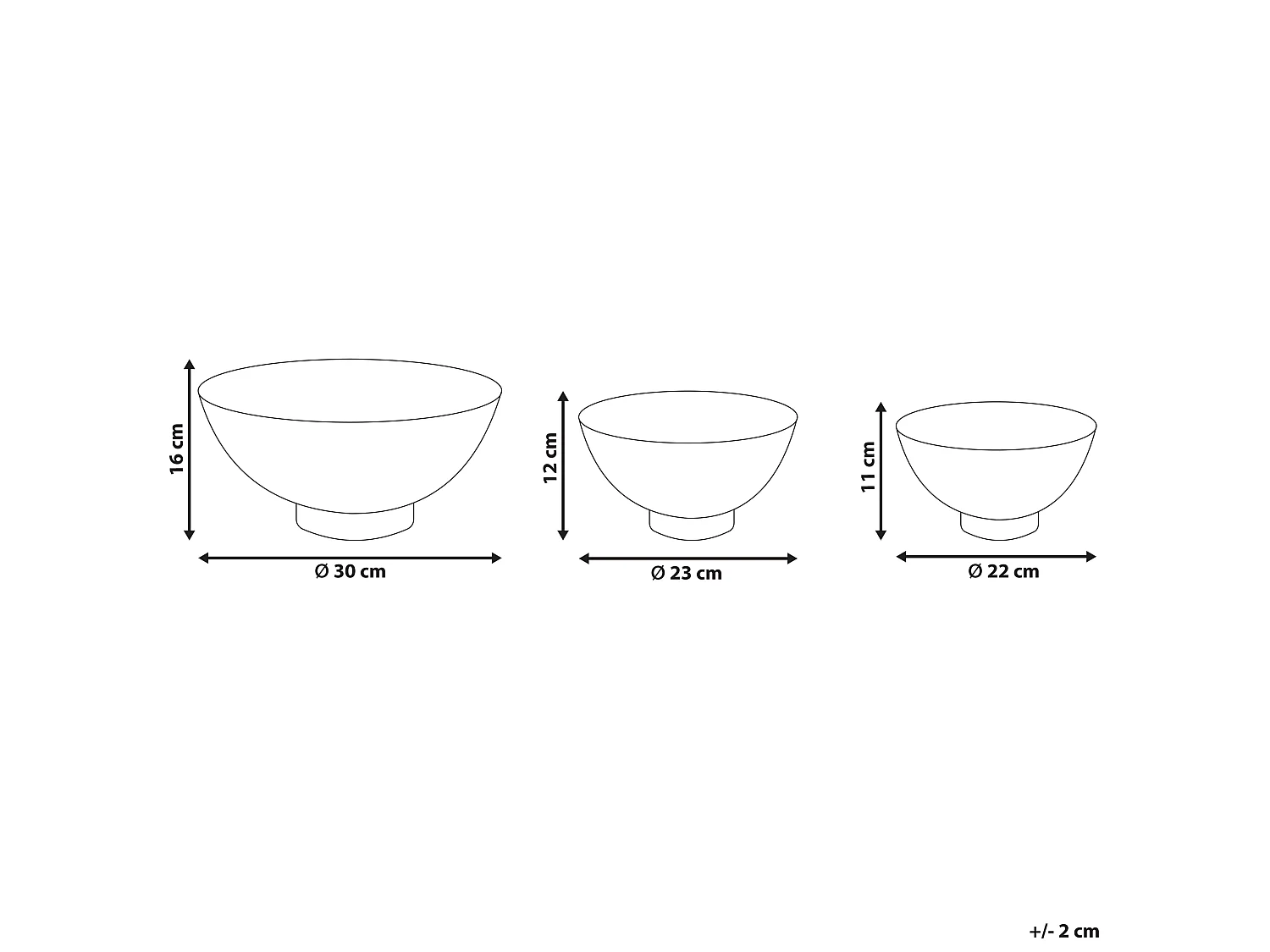 Lot de 3 bols décoratifs BARU Métal Doré