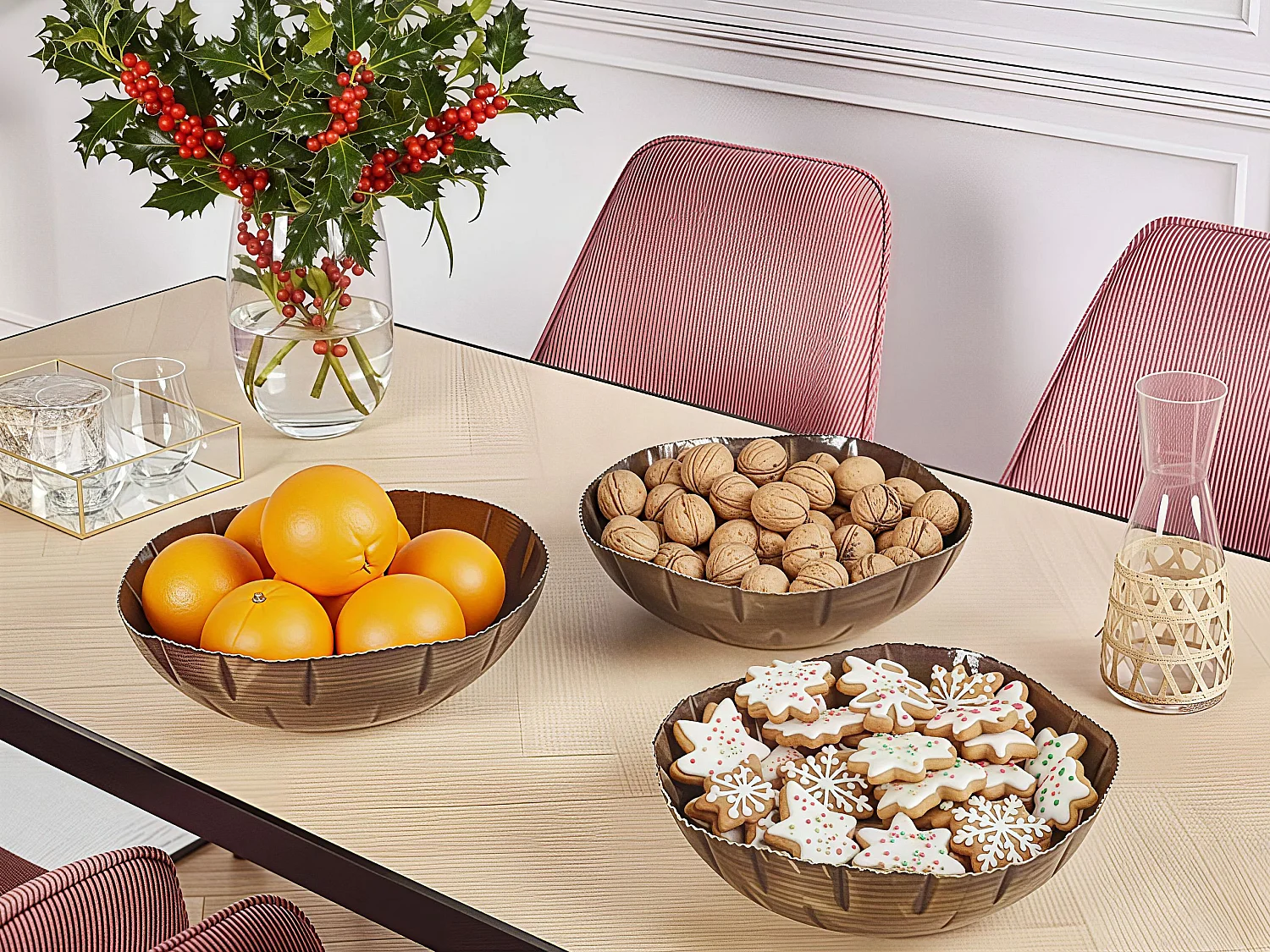 Lot de 3 bols décoratifs PINANG Métal Laiton