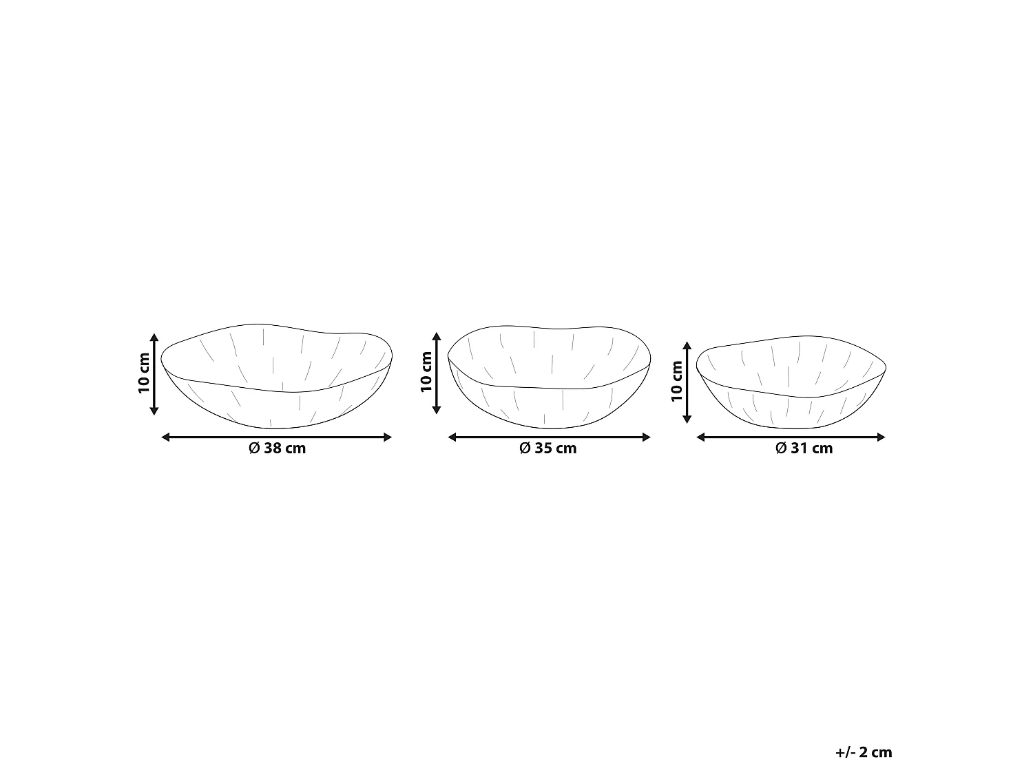 Lot de 3 bols décoratifs PINANG Métal Laiton