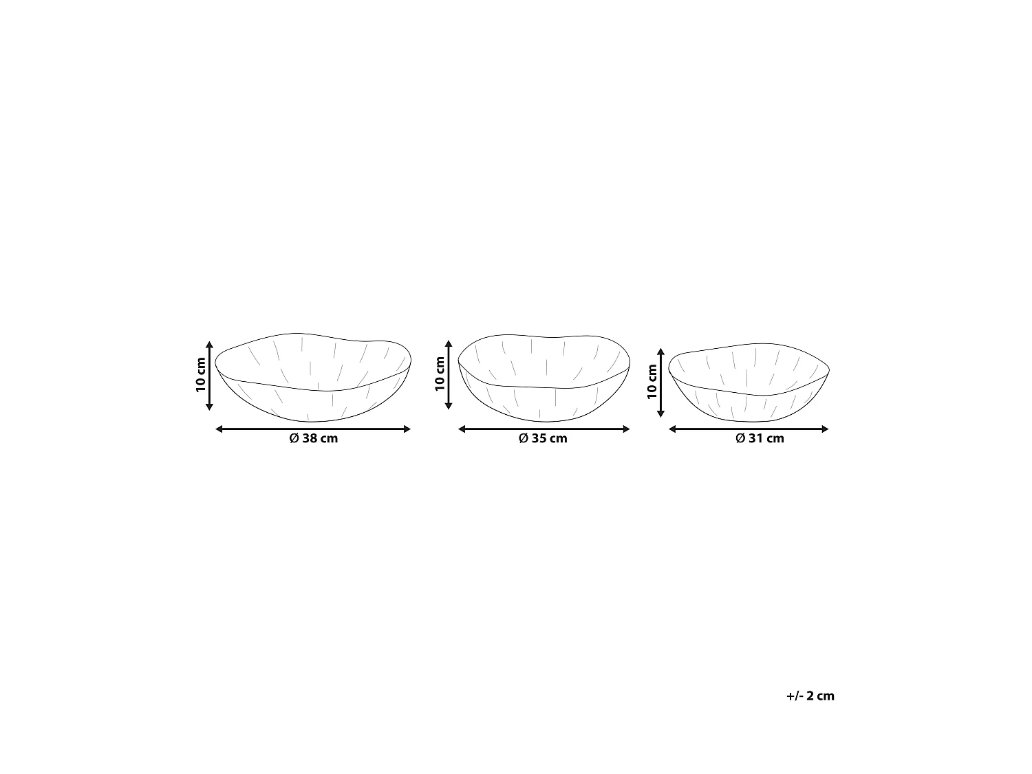 Lot de 3 bols décoratifs PINANG Métal Laiton