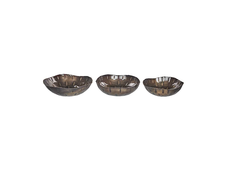 Set of 3 Decorative Bowls PINANG Metal Latão