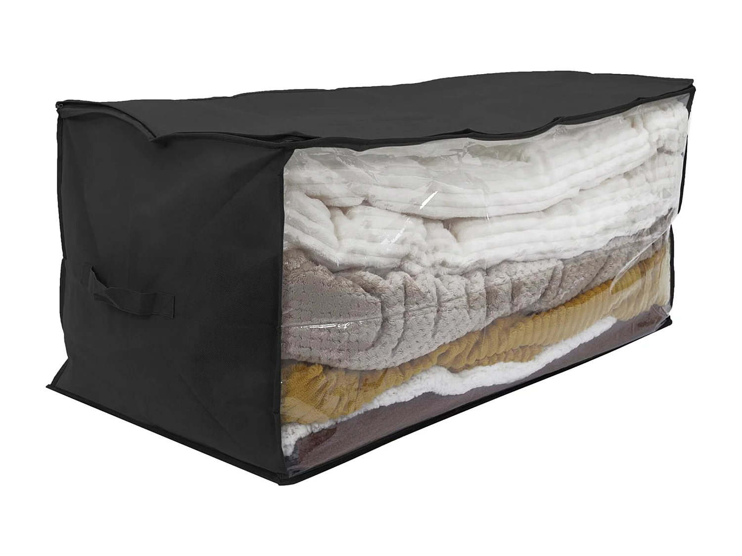 Boîte de rangement 60x45x30 cm pliable noire avec fenêtre transparente