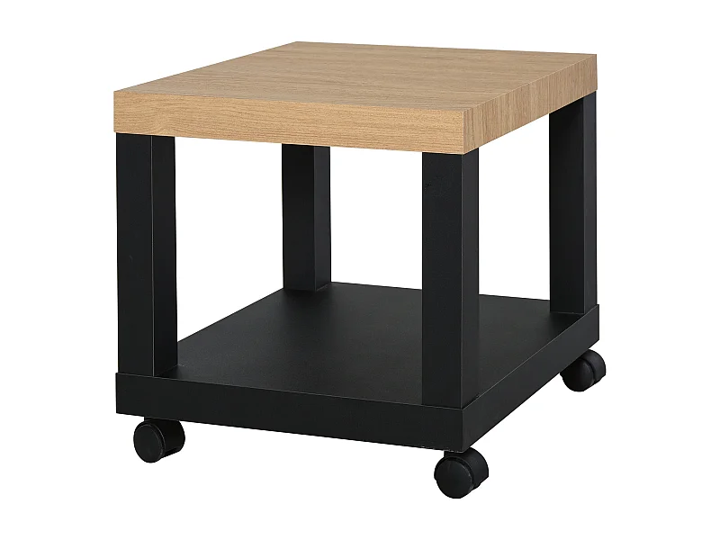Mesa lateral negro y natural 40x40x40 cm HOMCOM