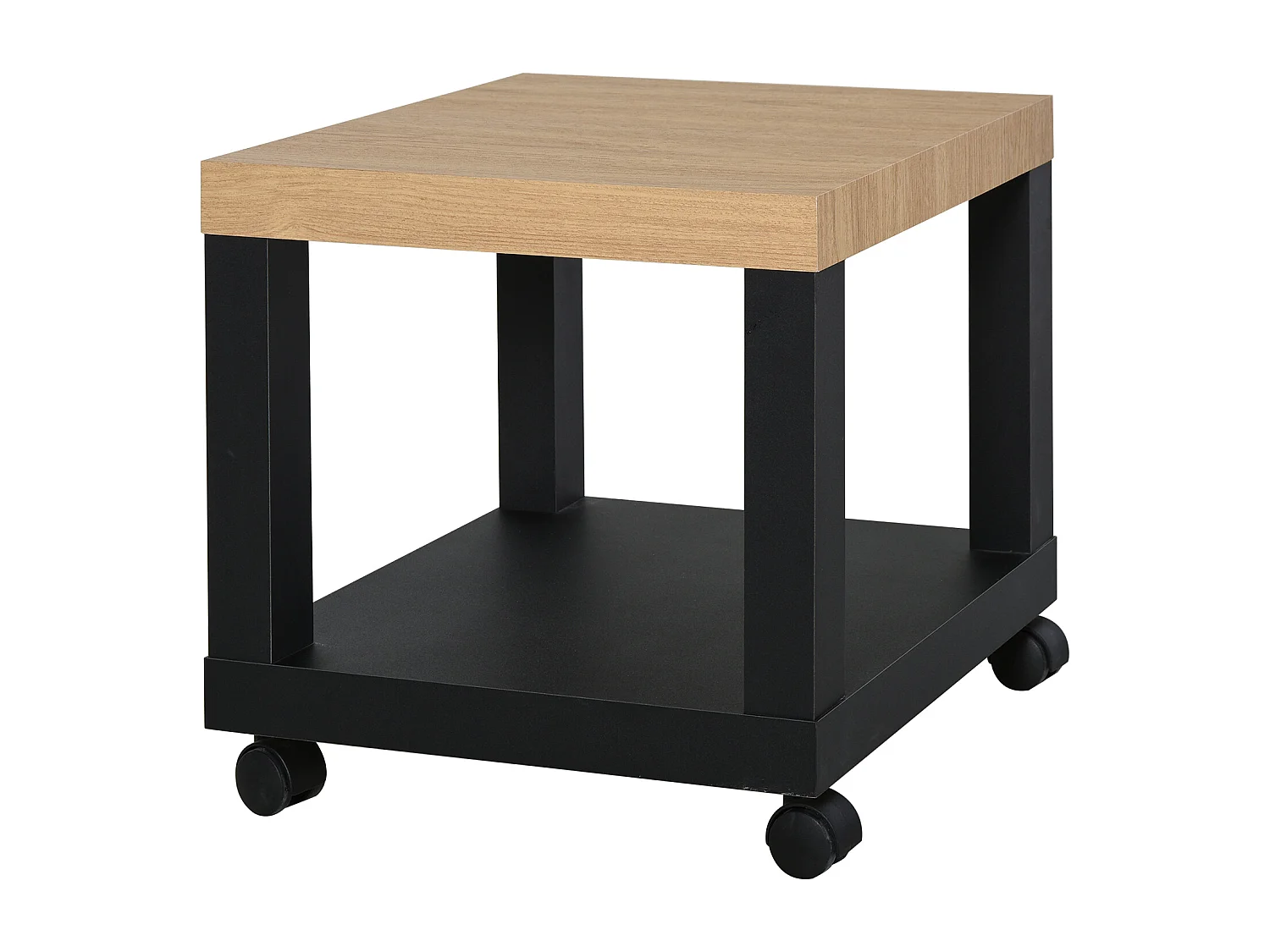 Mesa lateral negro y natural 40x40x40 cm HOMCOM