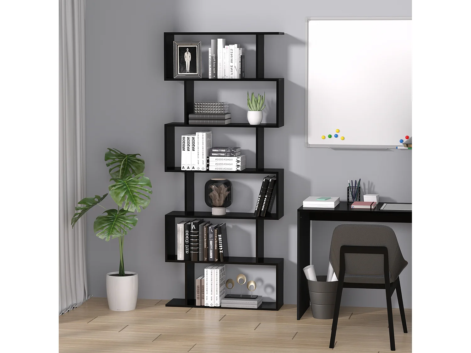 Estantería librería negro 80x23x192cm HOMCOM