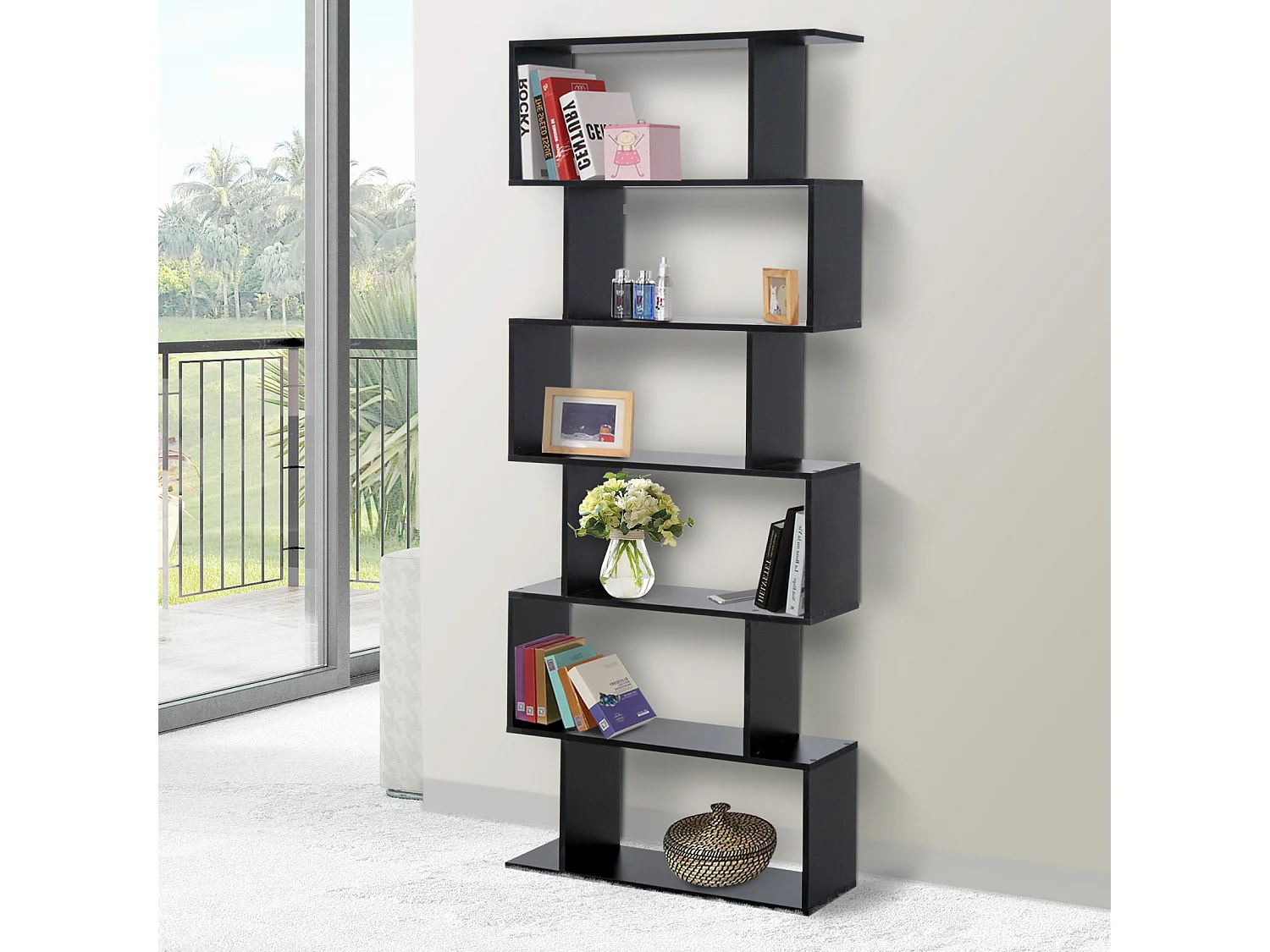 Estantería librería negro 80x23x192cm HOMCOM