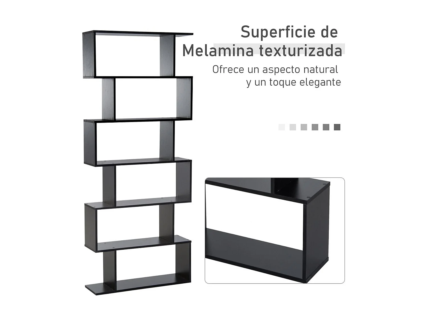 Estantería librería negro 80x23x192cm HOMCOM