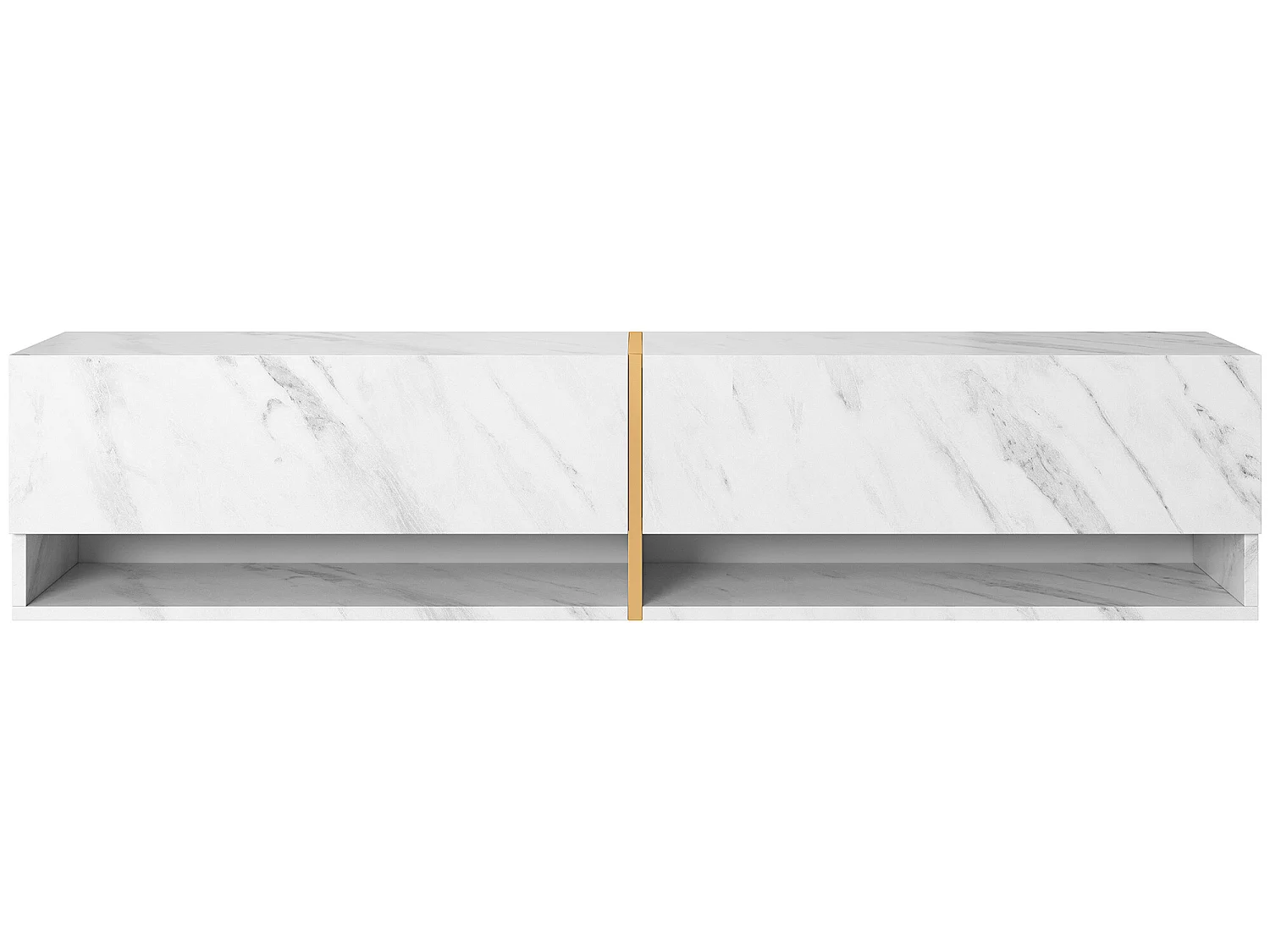 Meuble tv 140 cm -marbre blanc avec insert d'or - MIRRGO