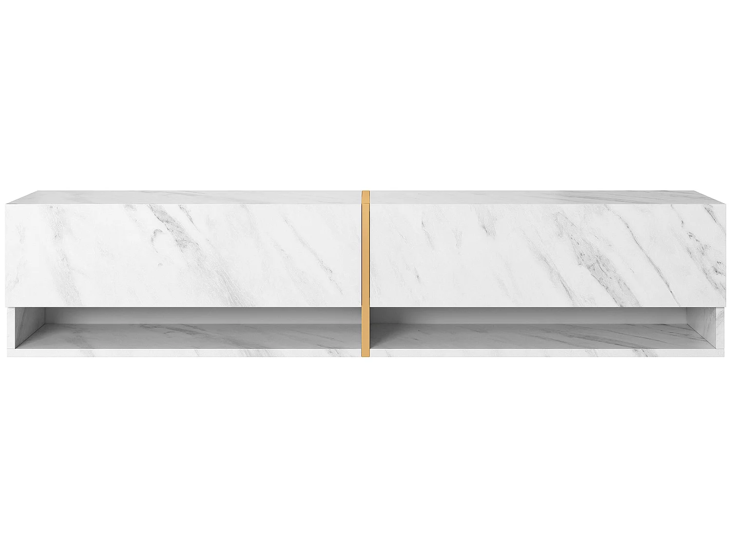 Mobile TV - 140 cm - pannelo laminato - colore: marmo bianco + striscia dorata - Mirrgo