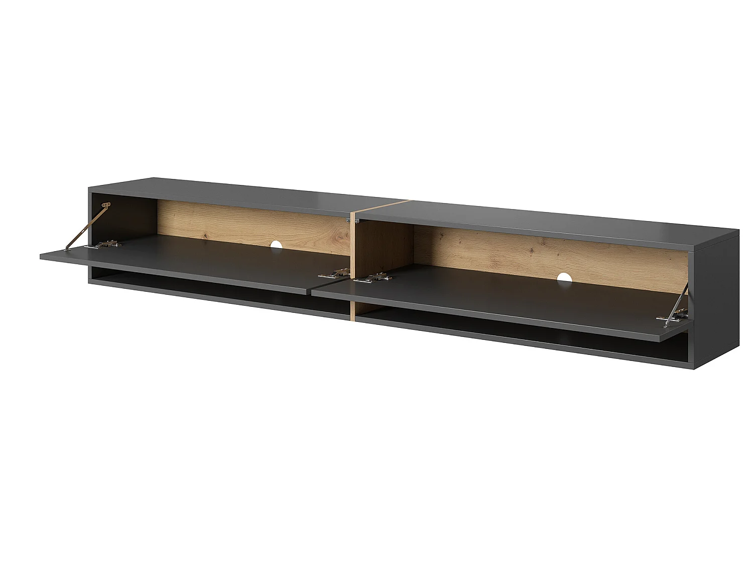 Mobile TV - 200 cm - colore: di grigio grafite + striscia di colore: rovere artisan - Mirrgo