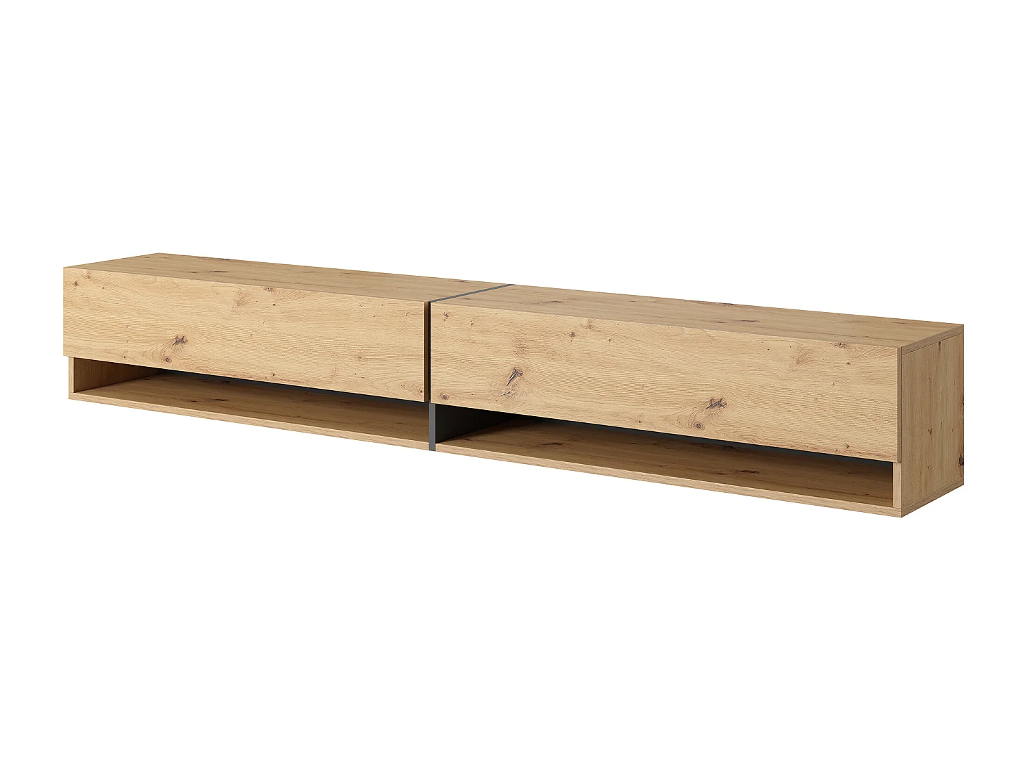 Meuble tv 200 cm -chêne artisan avec insert graphite - MIRRGO