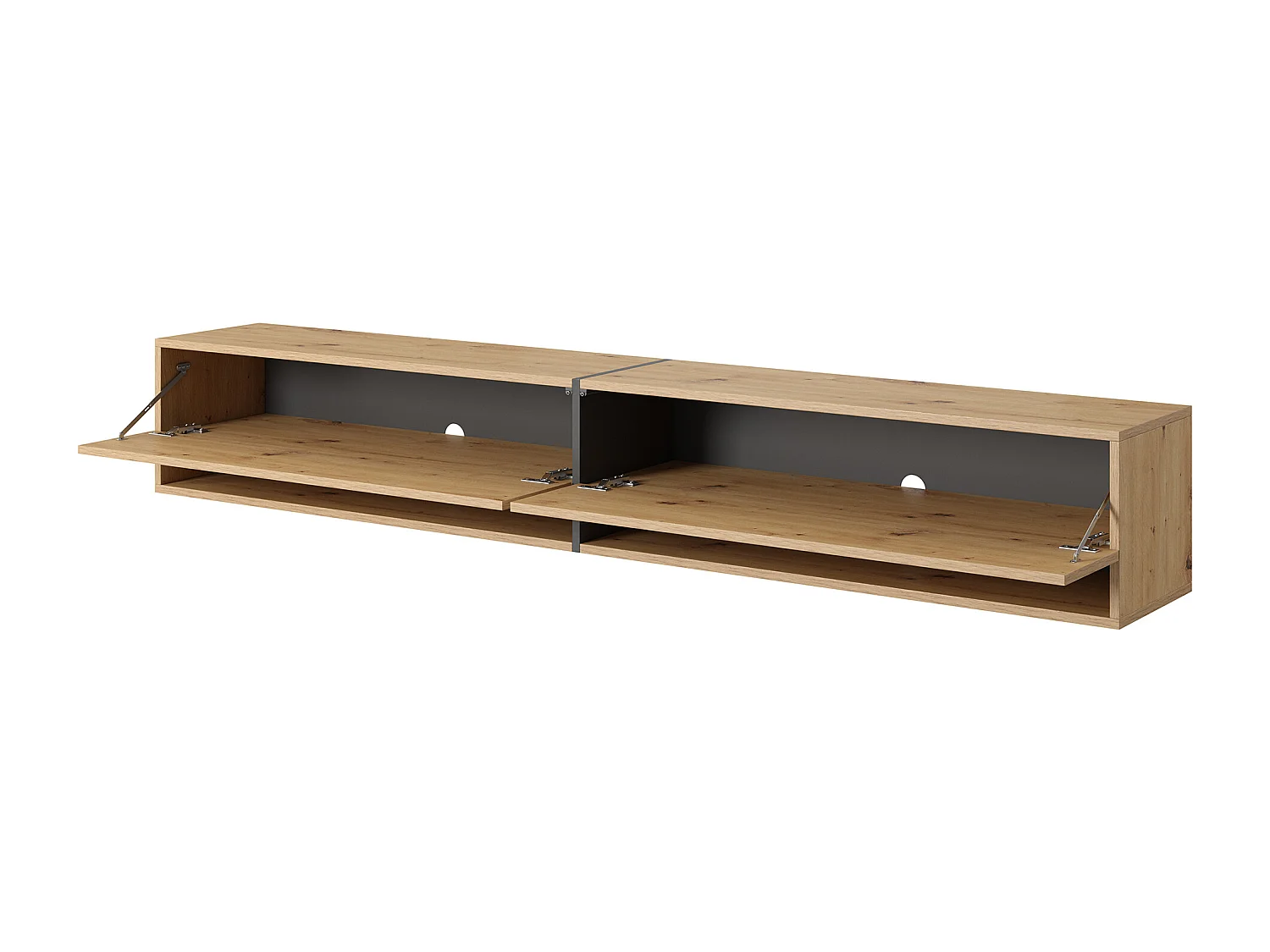 Meuble tv 200 cm -chêne artisan avec insert graphite - MIRRGO