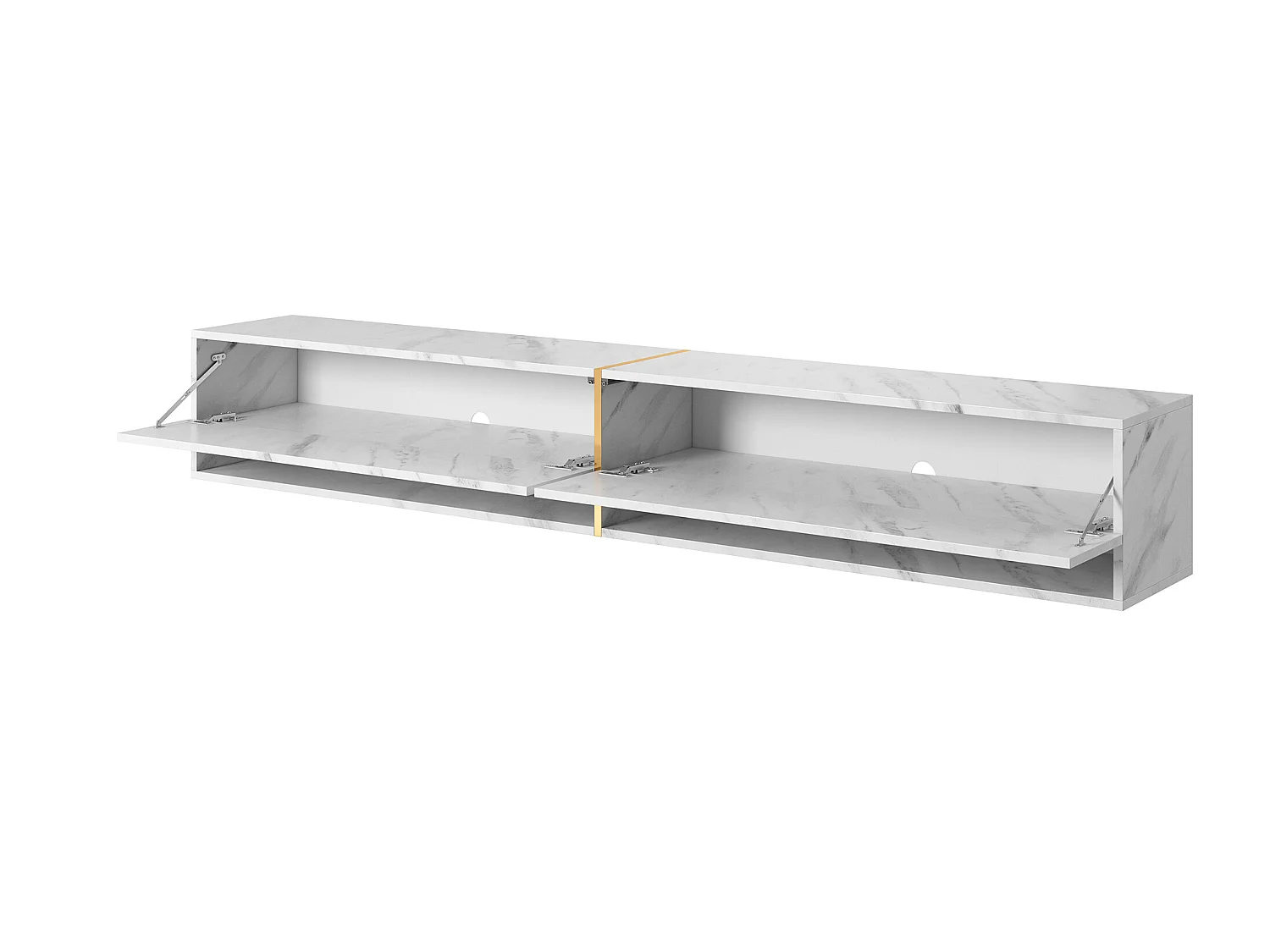 TV-meubel 200 cm - wit marmer met gouden inzetstukken - MIRRGO