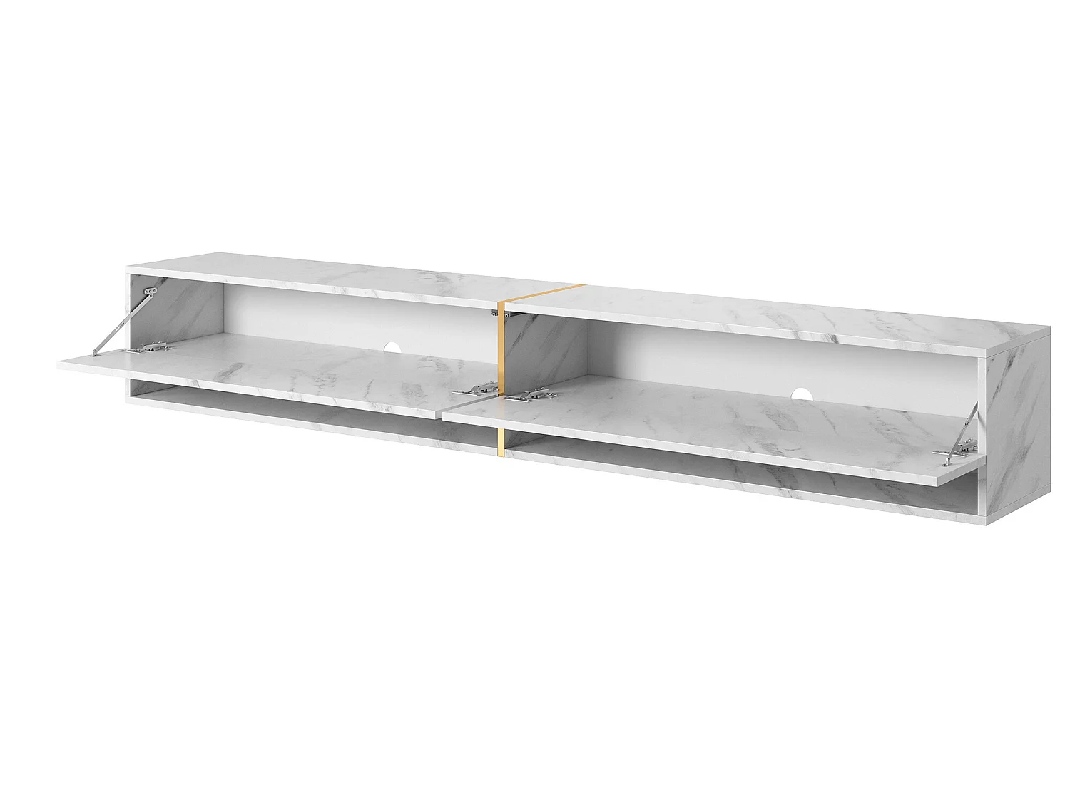 Meuble tv 200 cm -marbre blanc avec insert d'or - MIRRGO