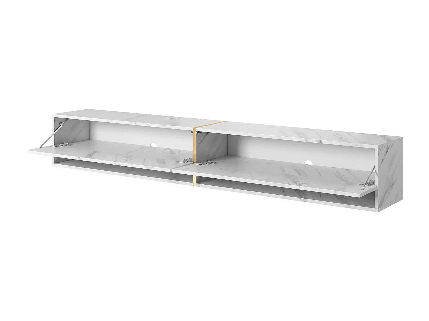 Meuble tv 200 cm -marbre blanc avec insert d'or - MIRRGO