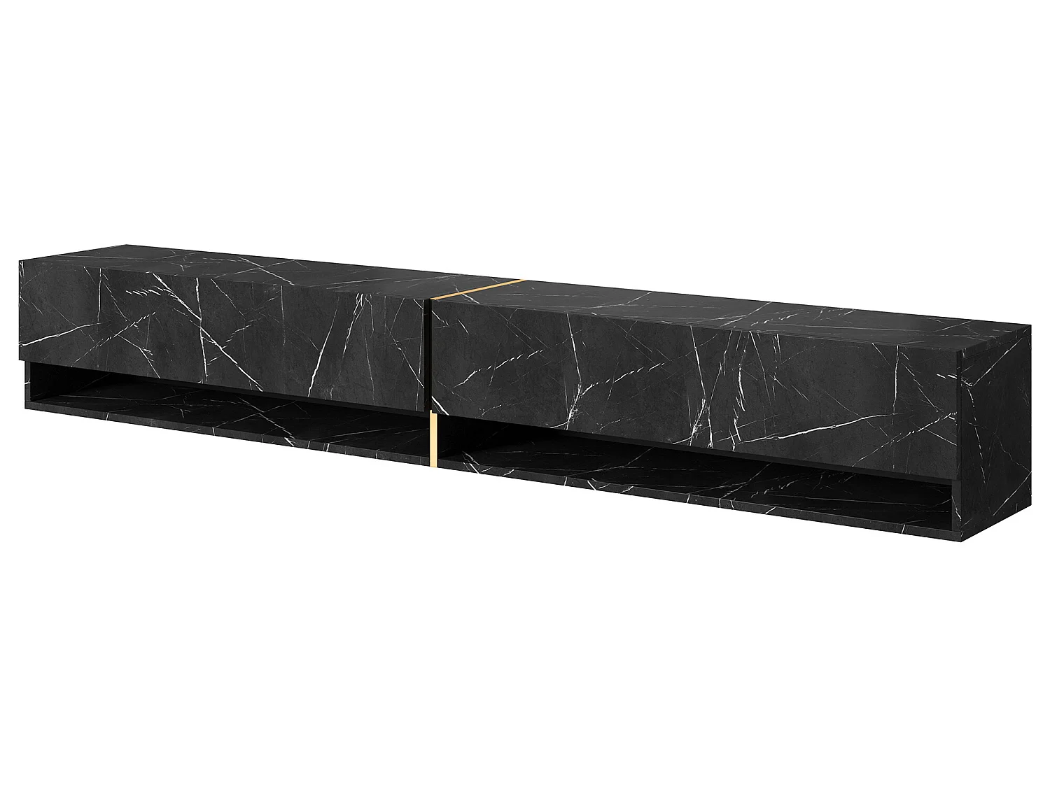Mueble TV / Mueble de salón - mármol negro con incrustaciones de oro - 200 cm - Mirrgo