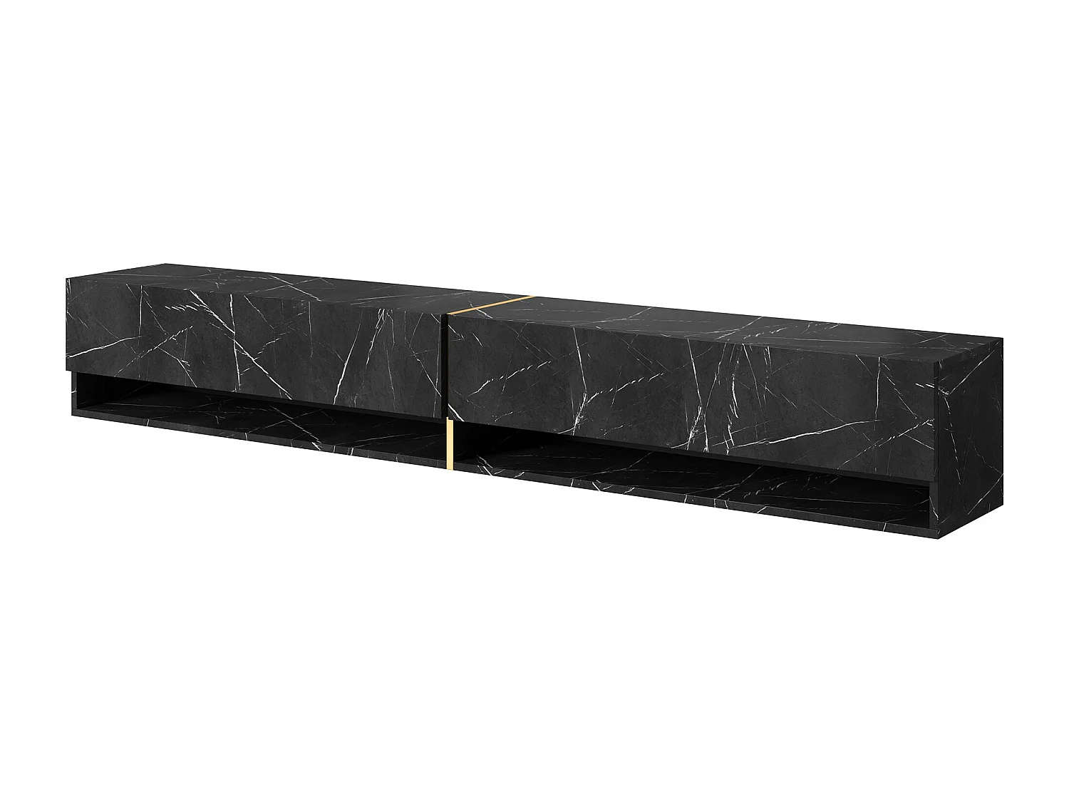 Mueble TV / Mueble de salón - mármol negro con incrustaciones de oro - 200 cm - Mirrgo