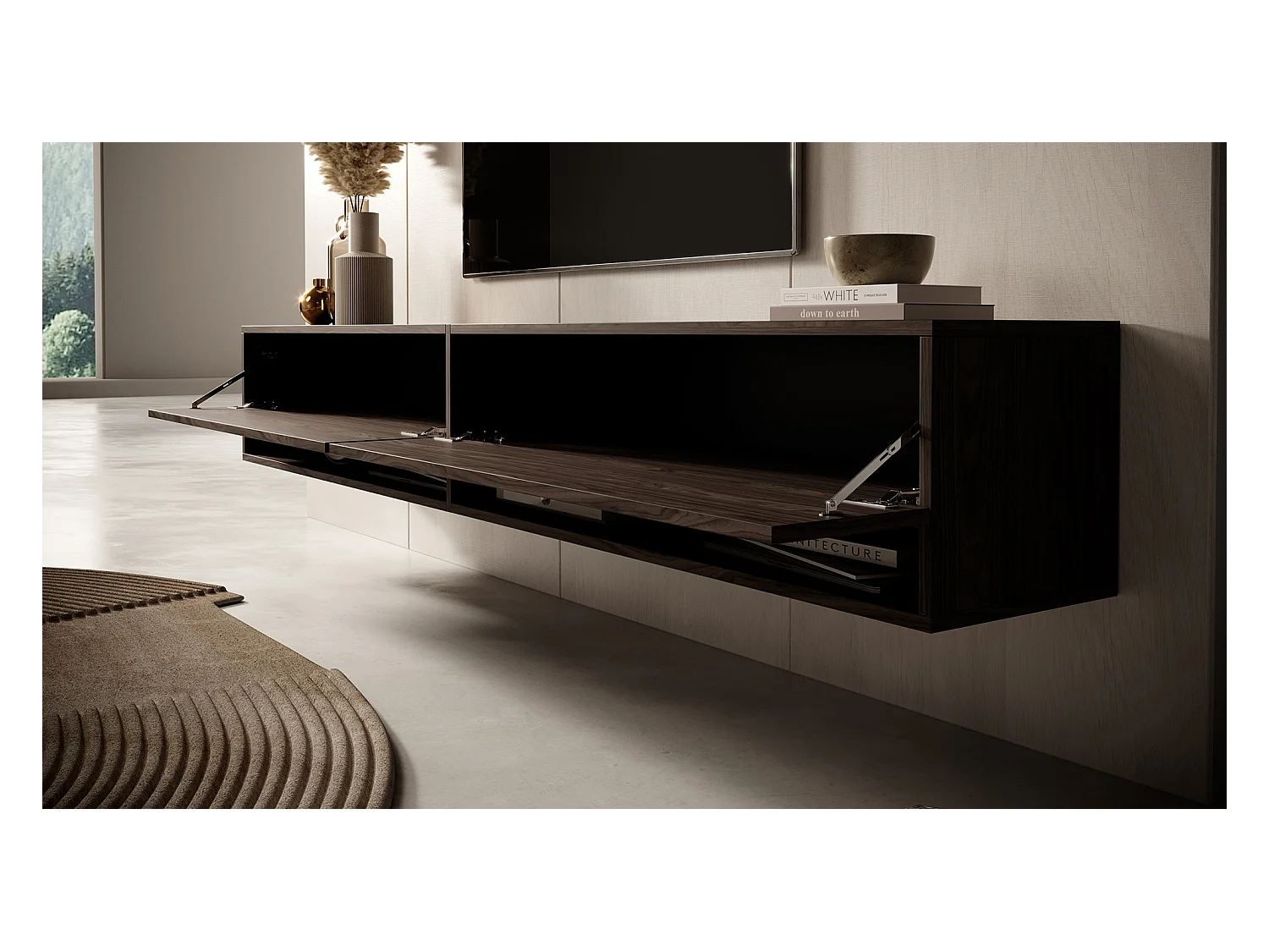 TV-Möbel 200 cm Nussbraun - Mirrgo