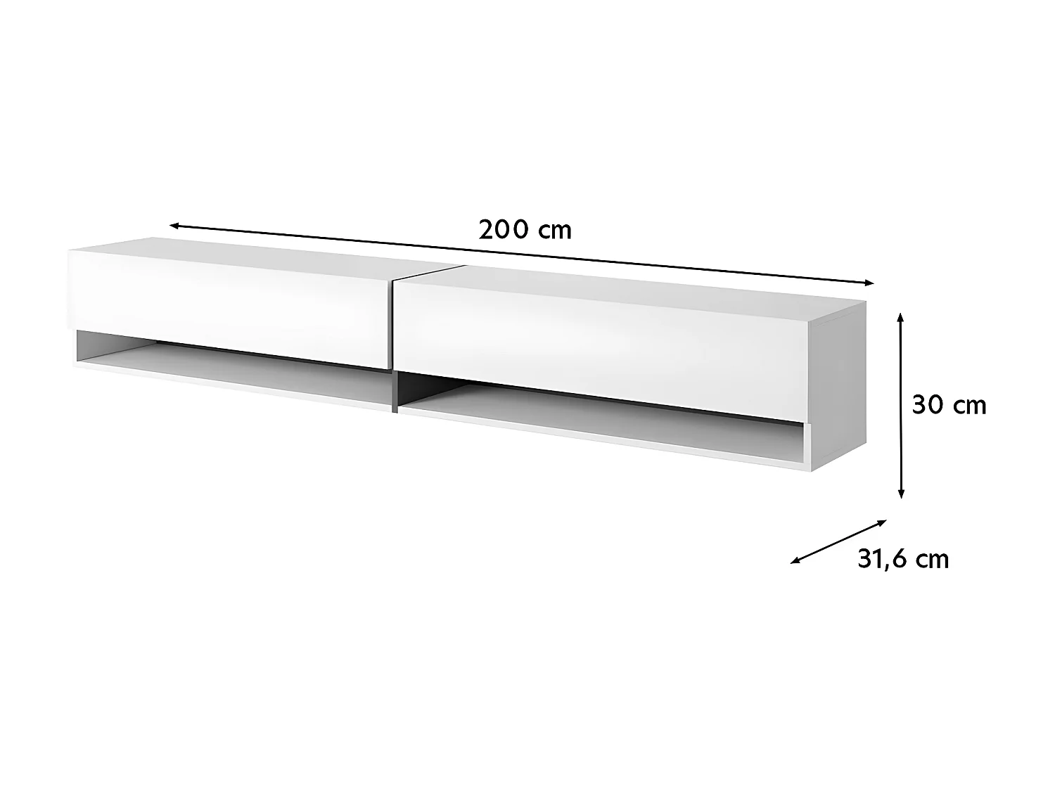 TV-Möbel 200 cm Nussbraun - Mirrgo