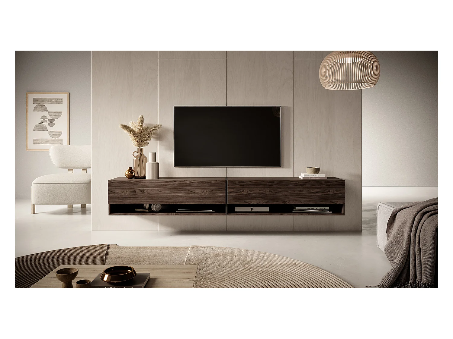 Meuble TV 200 cm - Noyer - MIRRGO