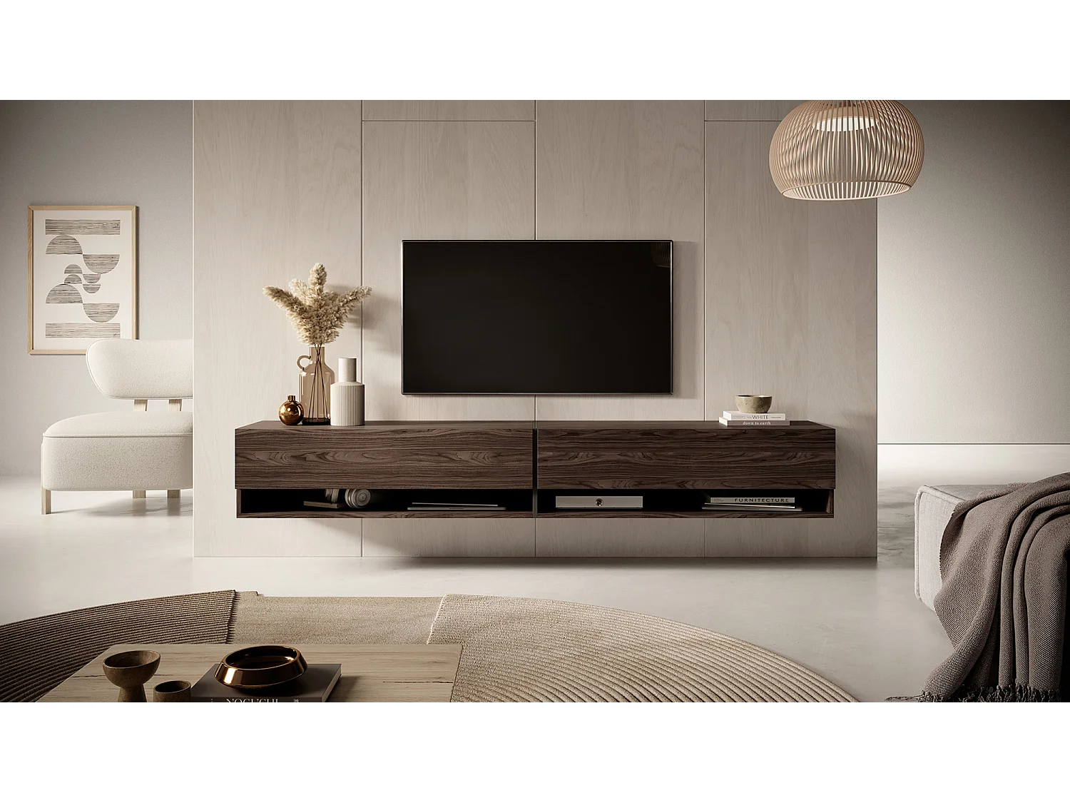 TV-Möbel 200 cm Nussbraun - Mirrgo