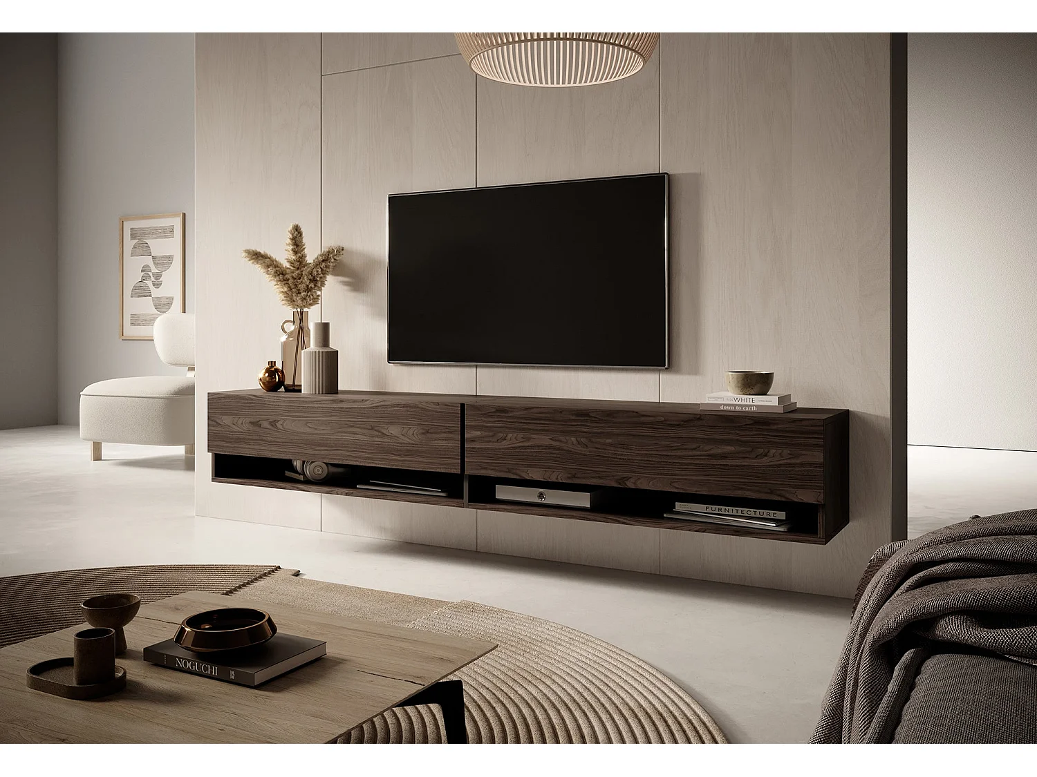 Meuble TV 200 cm - Noyer - MIRRGO