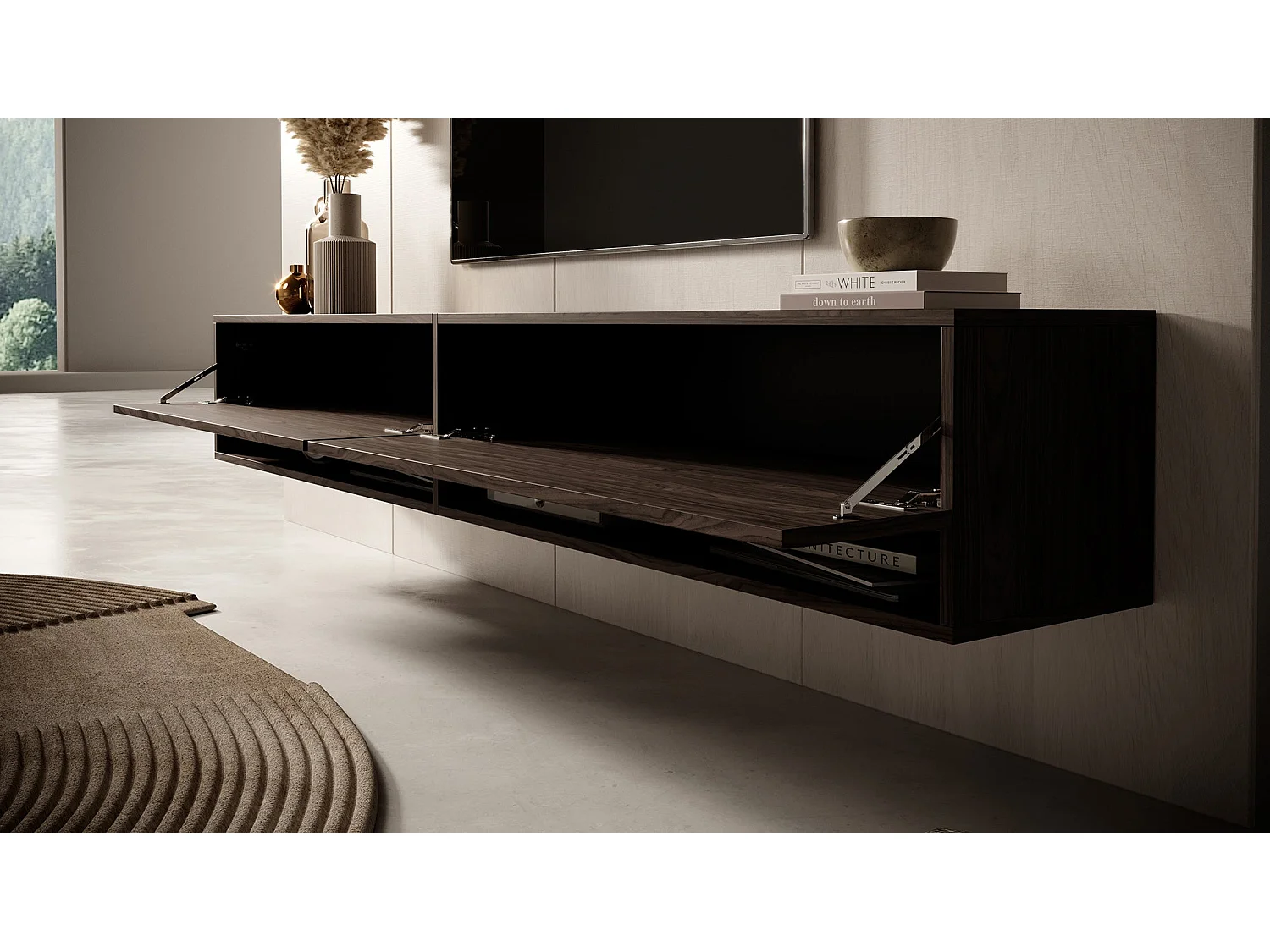 Meuble TV 200 cm - Noyer - MIRRGO
