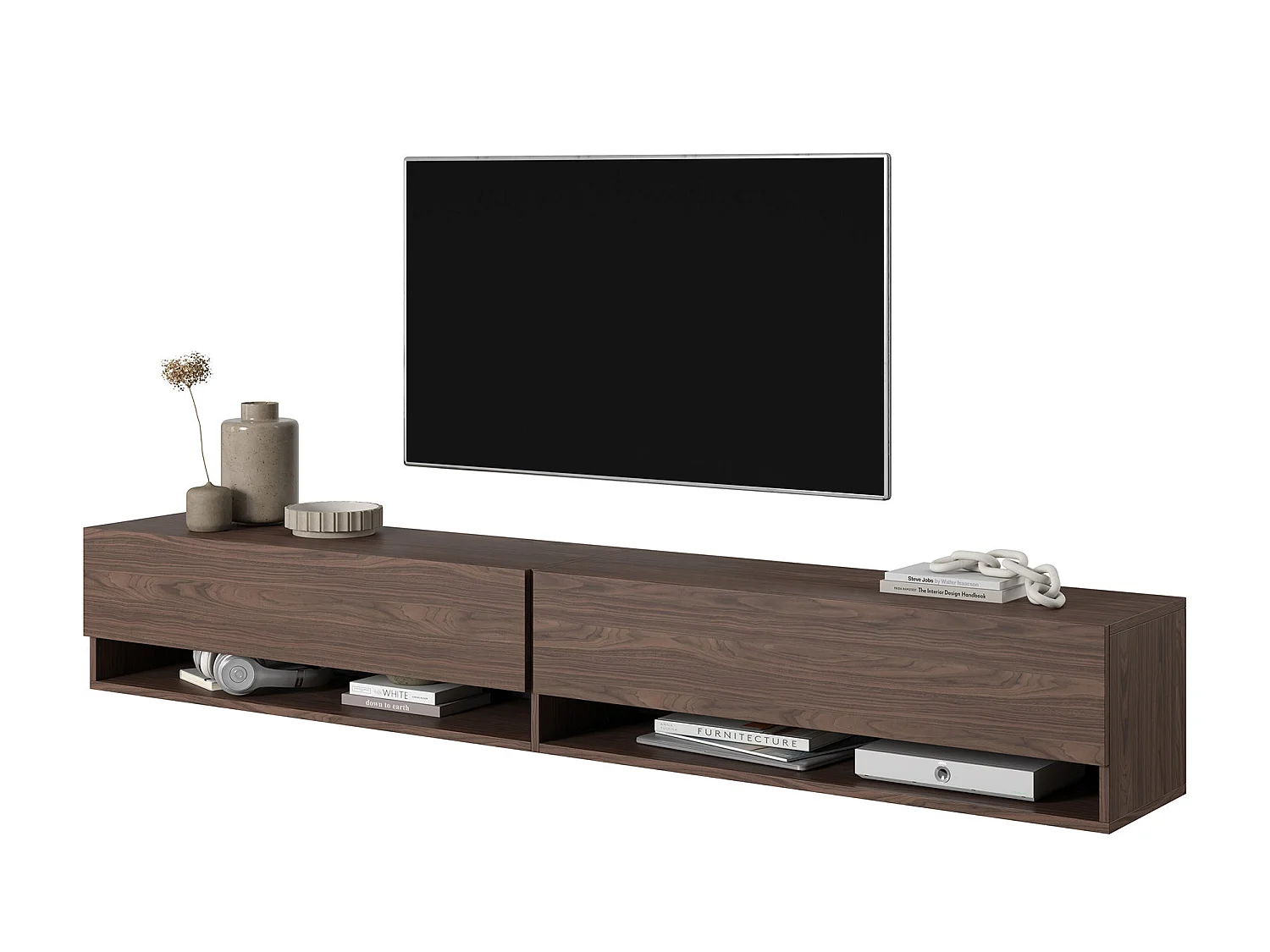 Meuble TV 200 cm - Noyer - MIRRGO