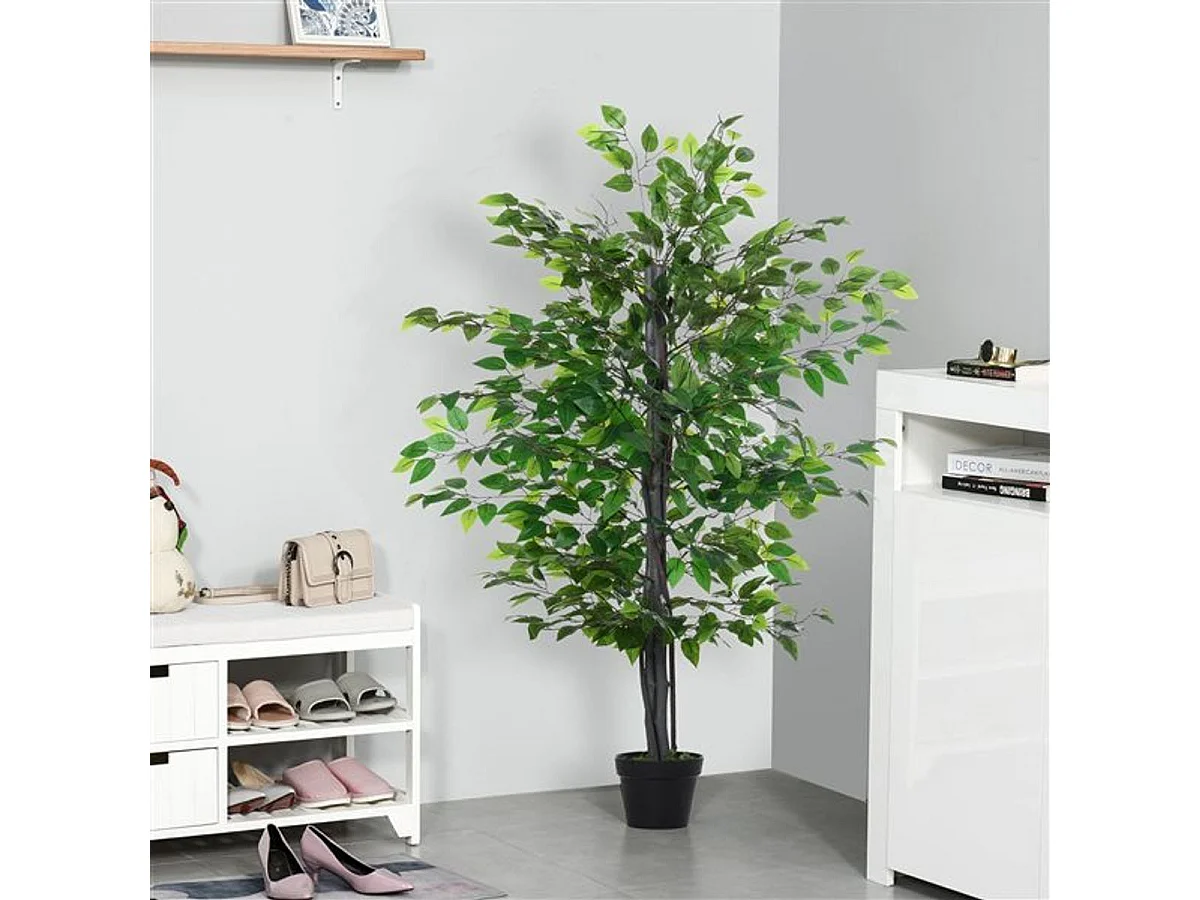 Árbol de ficus artificial verde 20x20x145 cm Outsunny