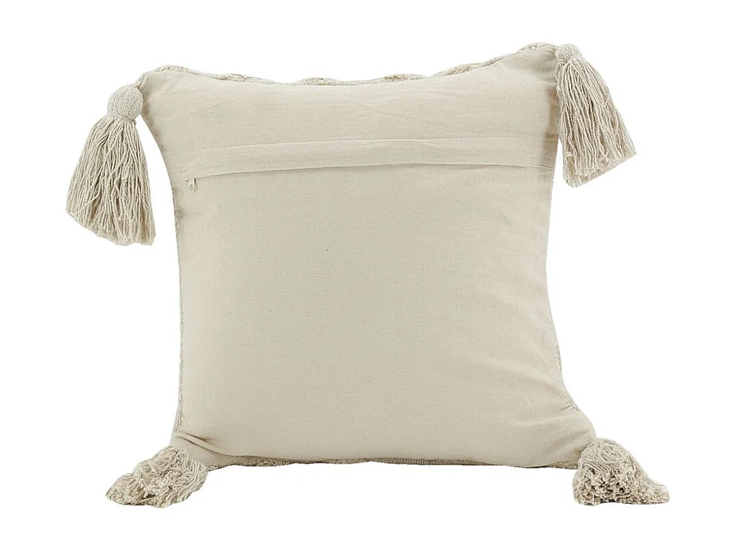 Coussin écru en coton et décor abstrait tissé