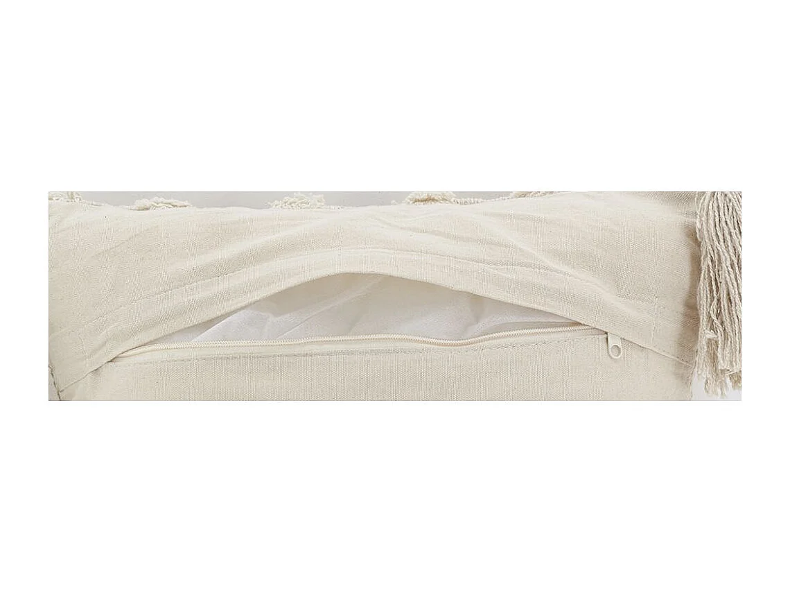 Coussin écru en coton et décor abstrait tissé