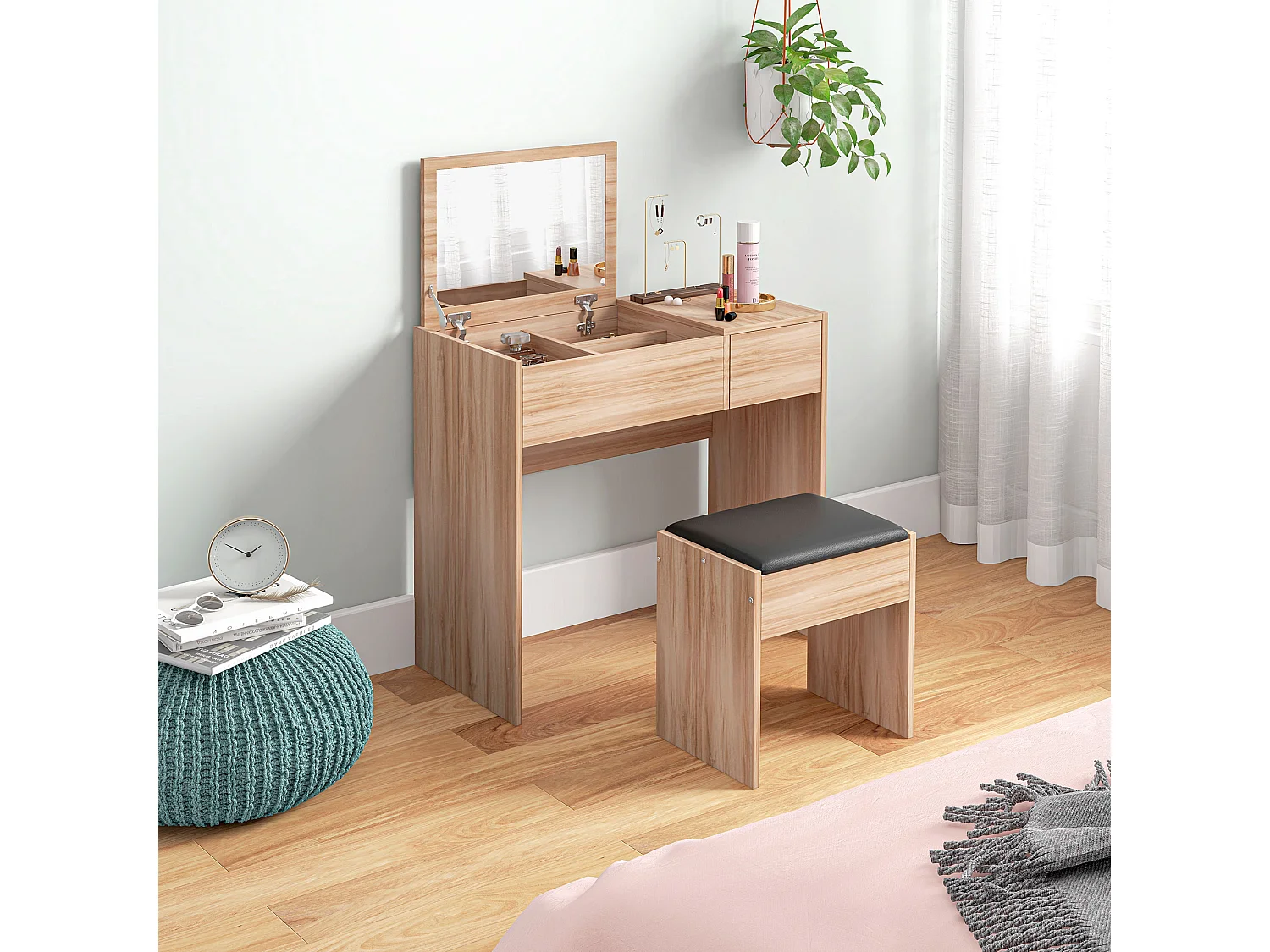 Mesa para maquillaje madera 80x40x79cm HOMCOM