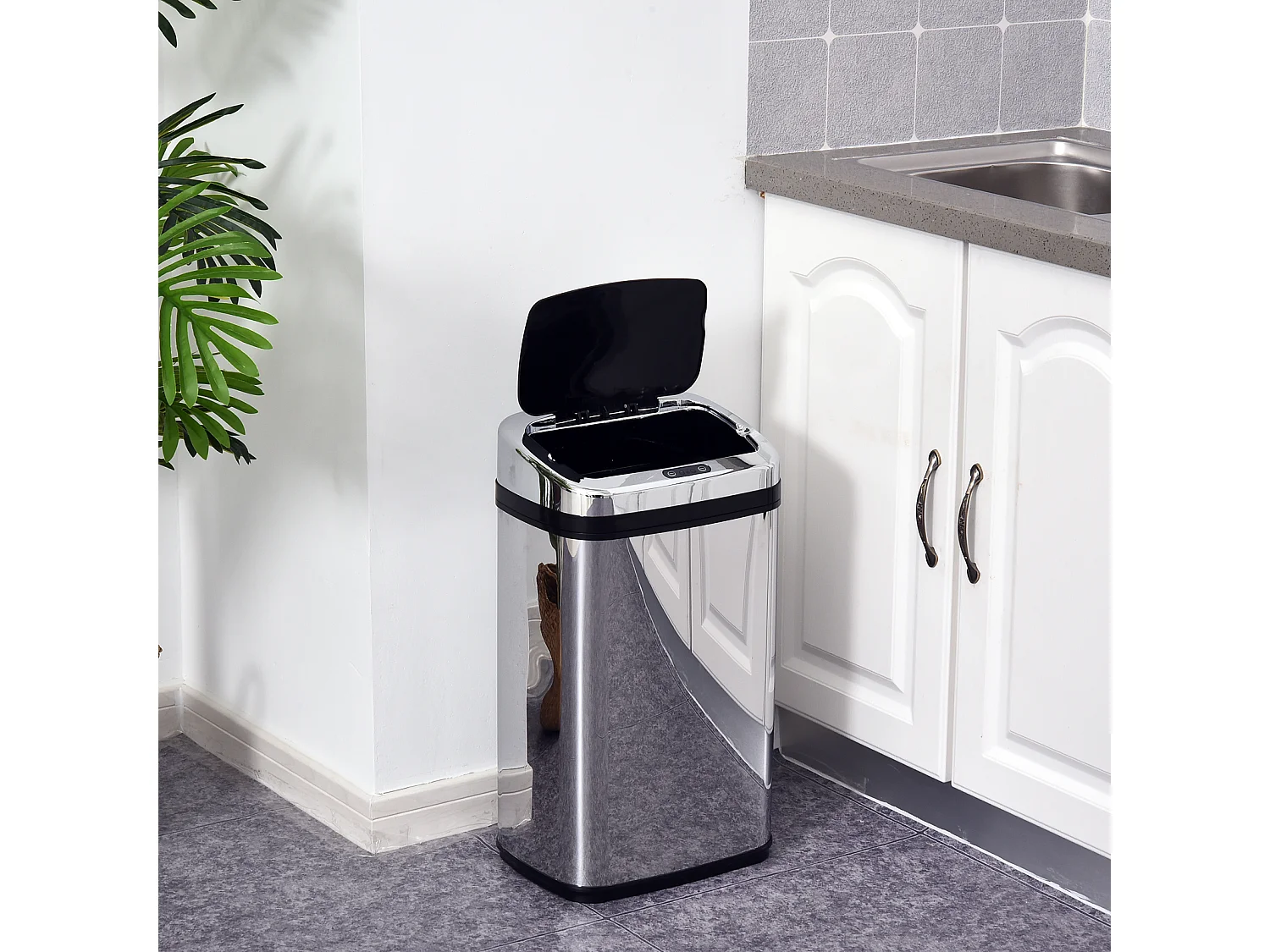 Cubo de basura plata 33x25x58 cm HOMCOM