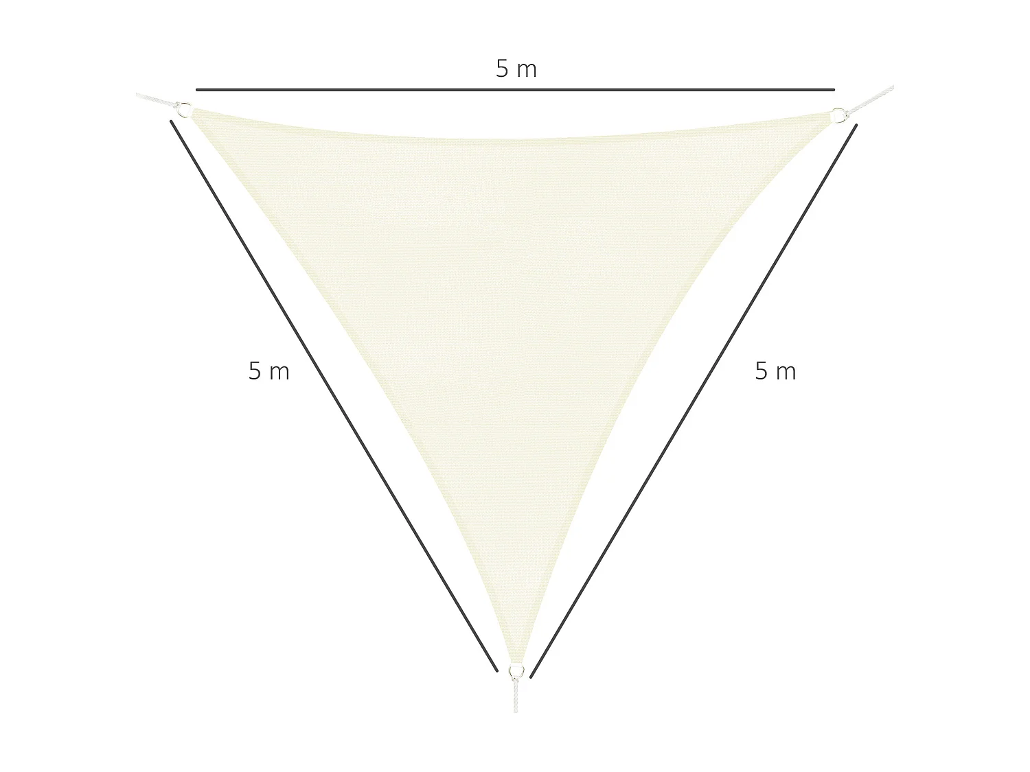 Toldo vela triangular crema 500x500x500 cm Outsunny