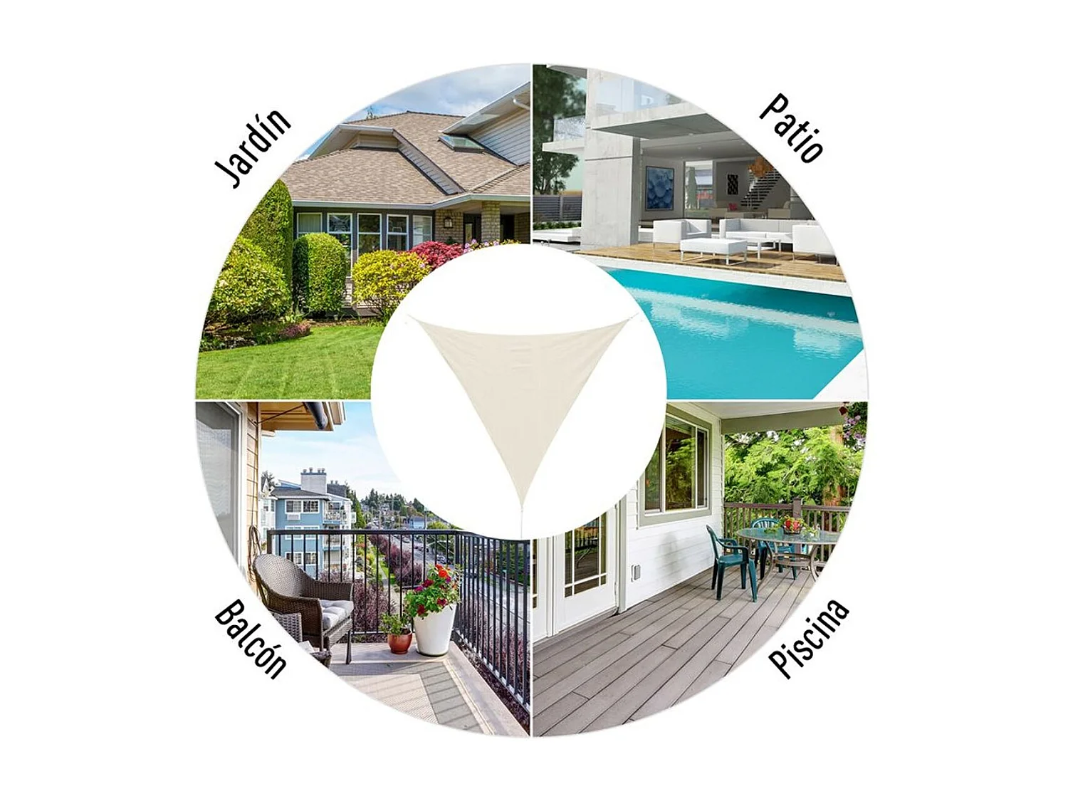 Toldo vela triangular crema 500x500x500 cm Outsunny