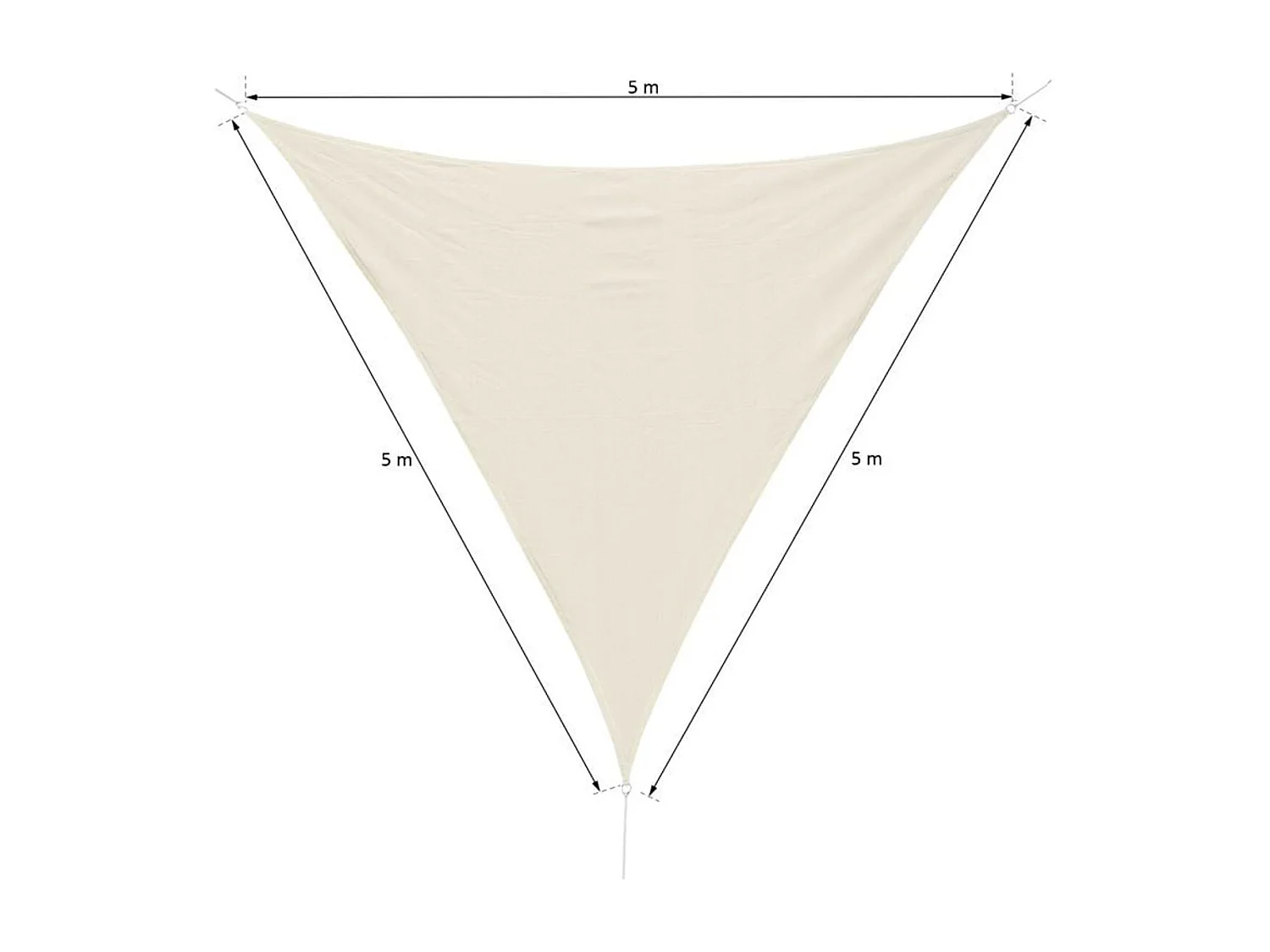 Toldo vela triangular crema 500x500x500 cm Outsunny
