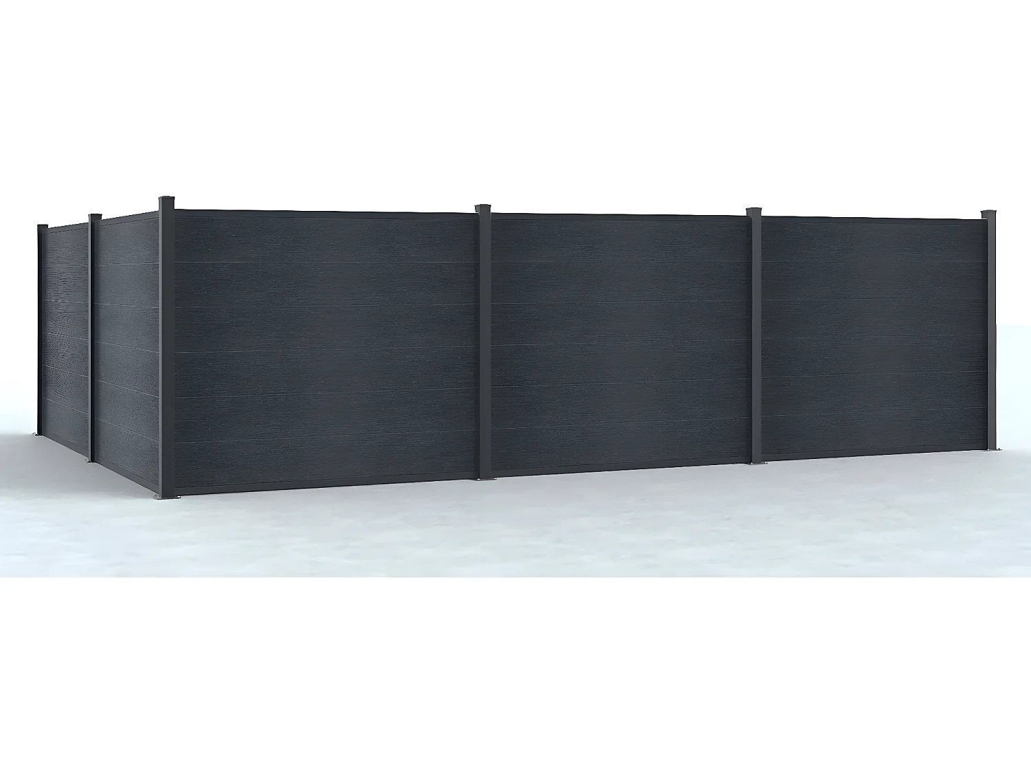 Omheining H156 cm - set van 6 latten in composiet + 2 antraciet palen - ENOLA