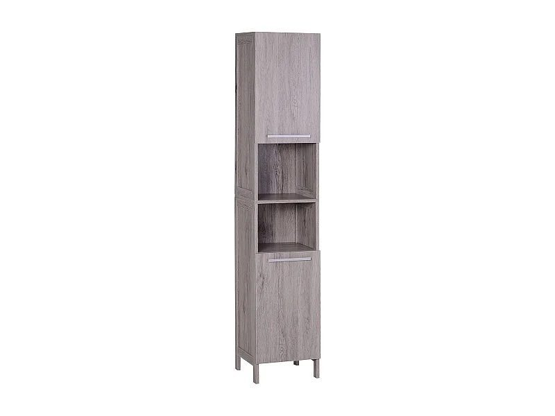 Armario alto de baño madera tinte grisáceo 30x32x172.5 cm kleankin