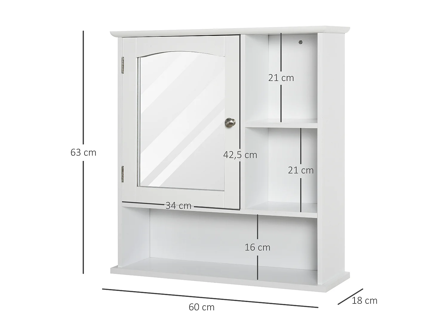 Armario con espejo blanco 60x18x63 cm kleankin