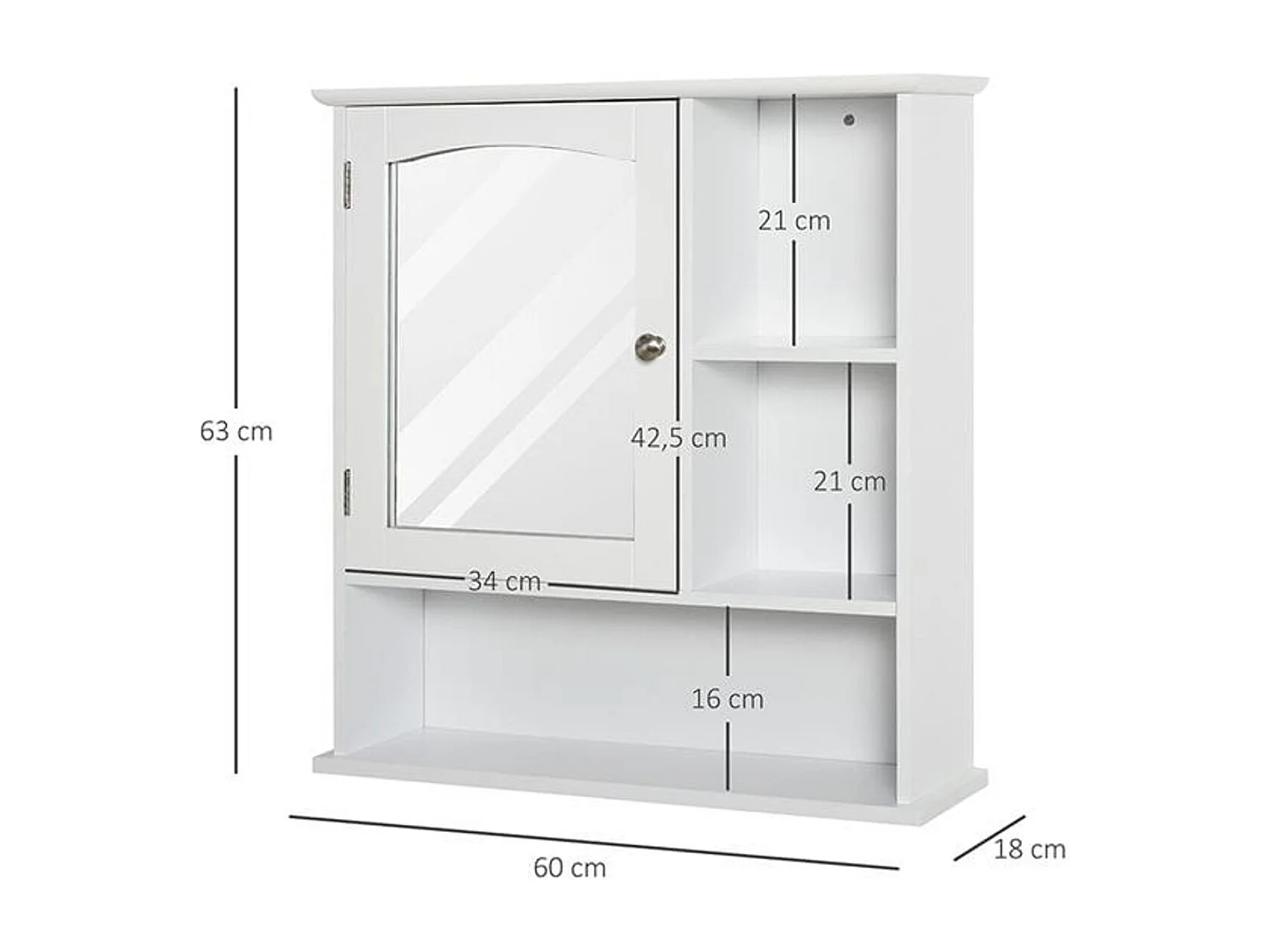 Armario con espejo blanco 60x18x63 cm kleankin