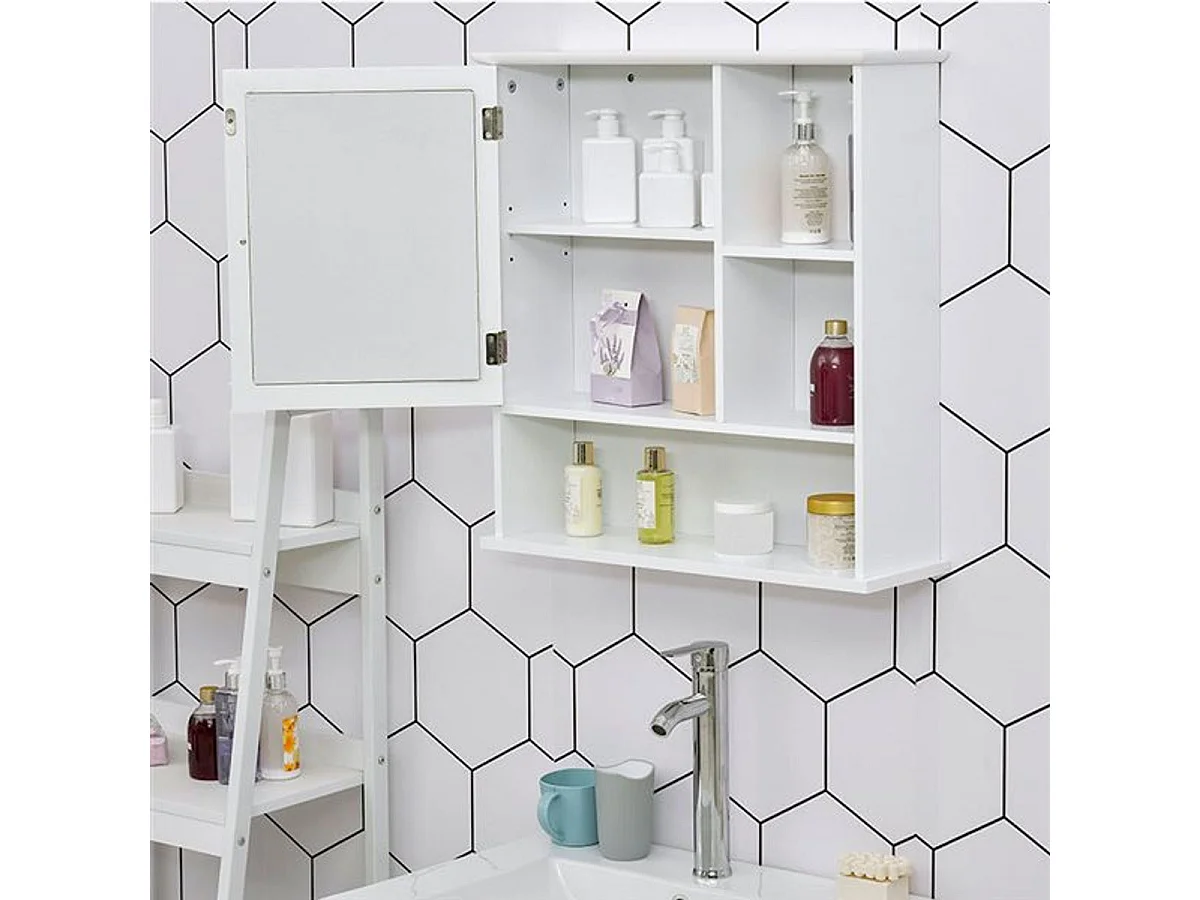 Armario con espejo blanco 60x18x63 cm kleankin