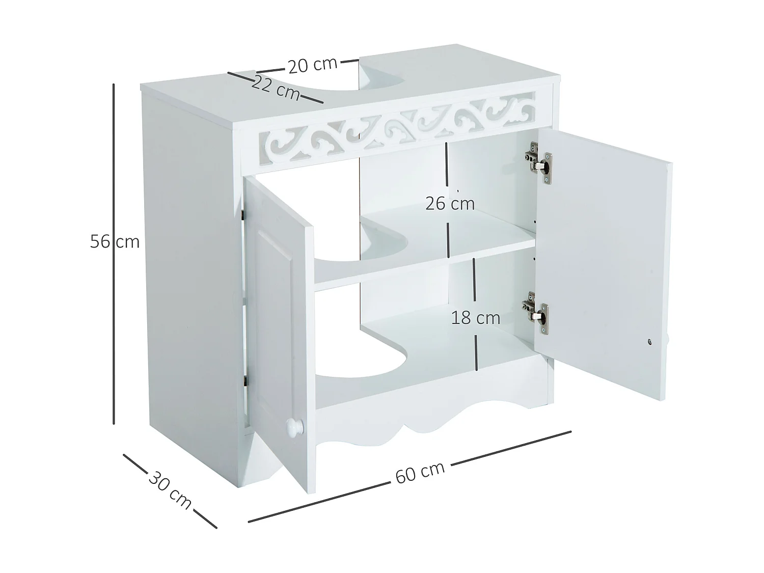 Armario de baño blanco 60x30x56cm HOMCOM