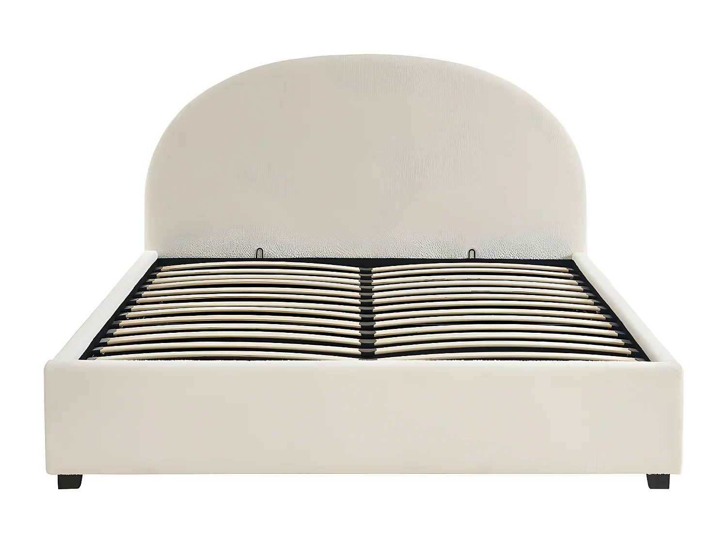 Merle - Lit coffre en tissu bouclette 160x200cm - Ecru