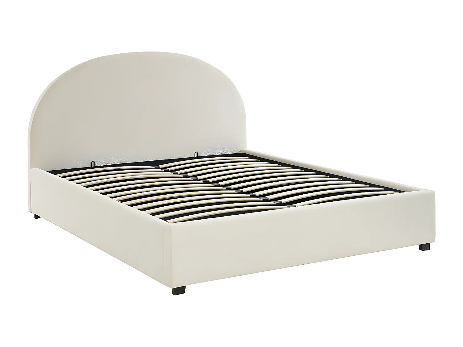 Merle - Lit coffre en tissu bouclette 160x200cm - Ecru