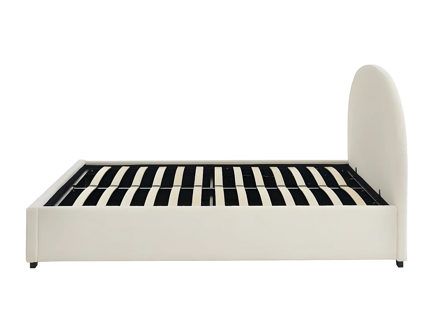 Merle - Lit coffre en tissu bouclette 160x200cm - Ecru